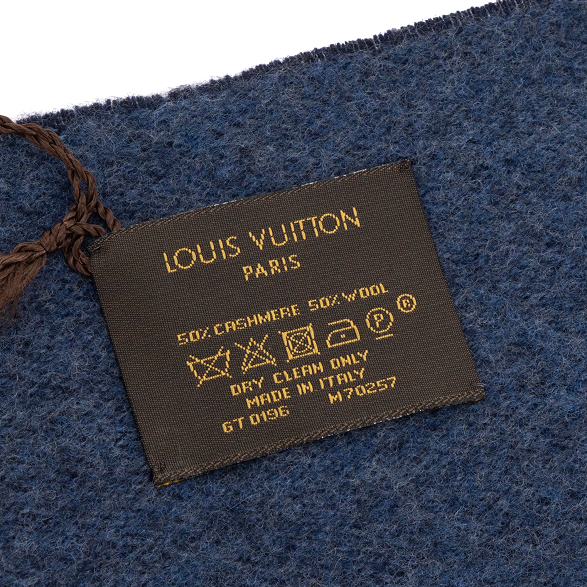 LOUIS VUITTON - Écharpe Monogram Classic Louis Vuitton en cachemire et laine bleu marine