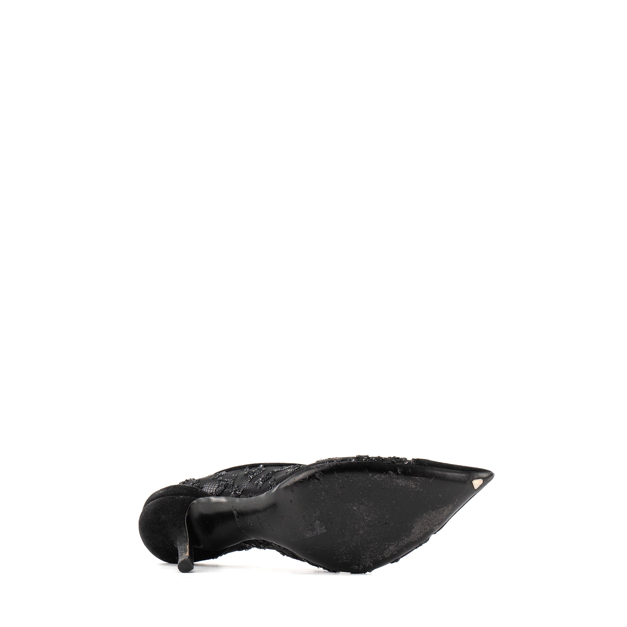LOUIS VUITTON - Escarpins Louis Vuitton en broderie à sequins et daim noir (T40)