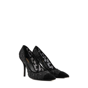 LOUIS VUITTON - Escarpins Louis Vuitton en broderie à sequins et daim noir (T40)