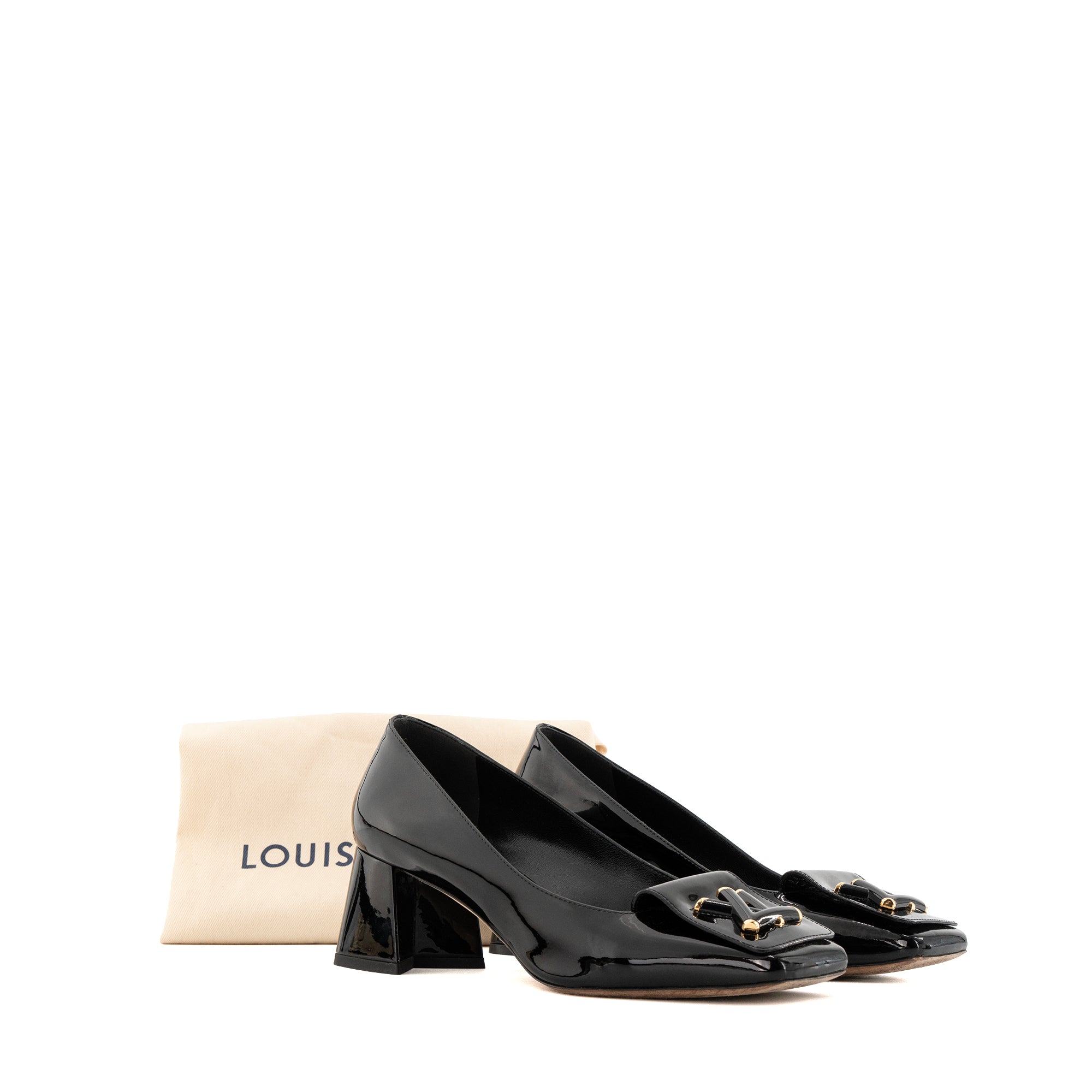 LOUIS VUITTON - Escarpins Shake Louis Vuitton en cuir verni noir (T37)
