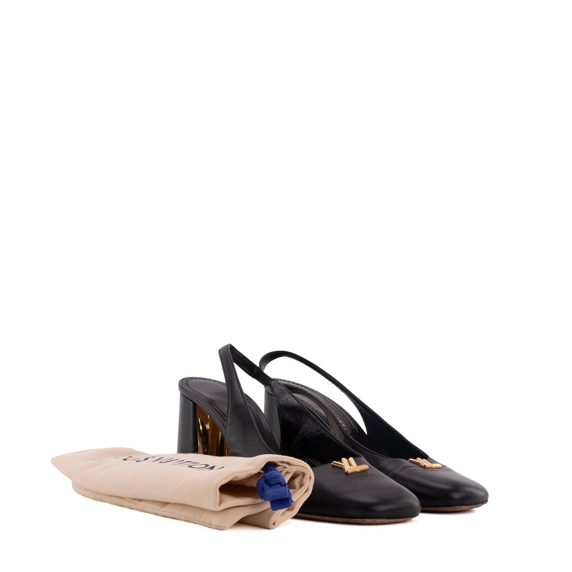 LOUIS VUITTON - Escarpins Swing Louis Vuitton en cuir noir (T37)