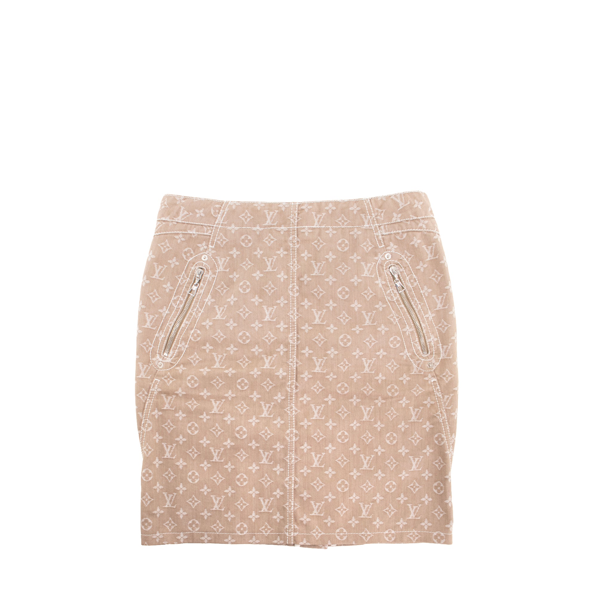 LOUIS VUITTON - Jupe Louis Vuitton en denim beige et blanc (T42)