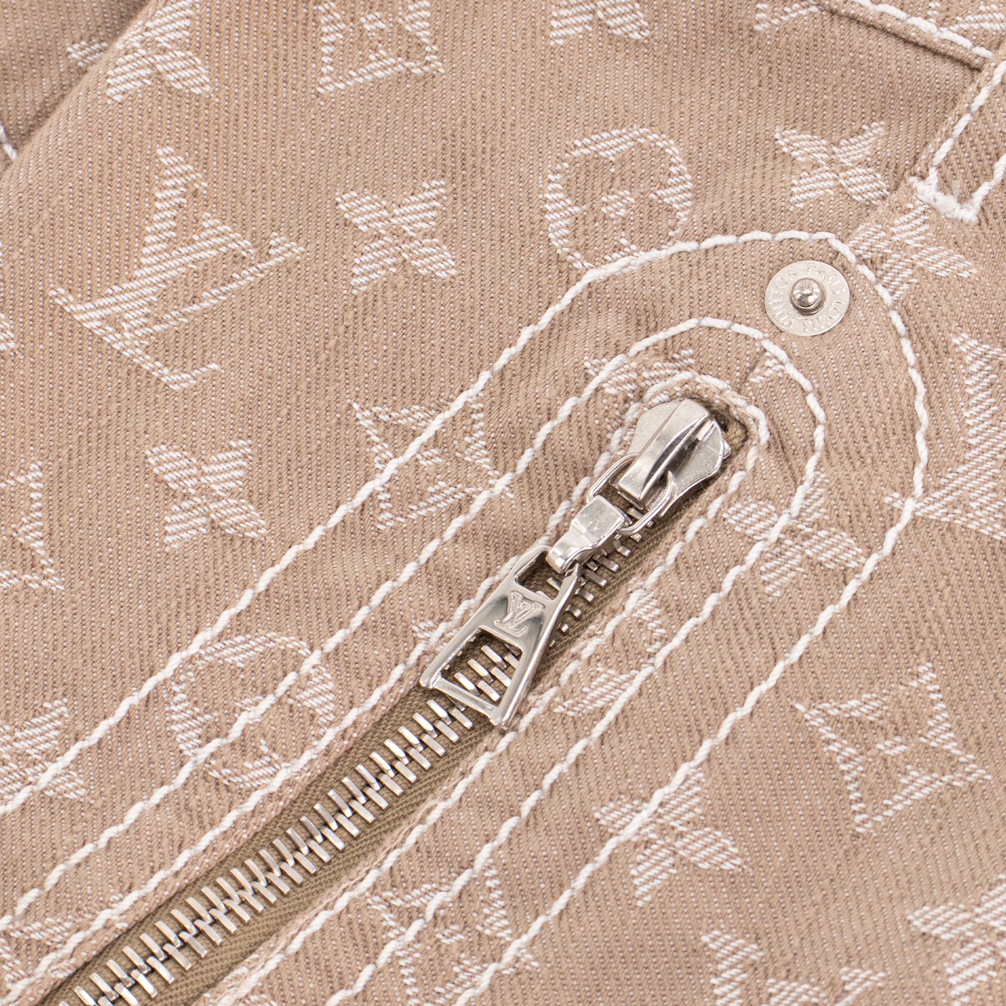 LOUIS VUITTON - Jupe Louis Vuitton en denim beige et blanc (T42)
