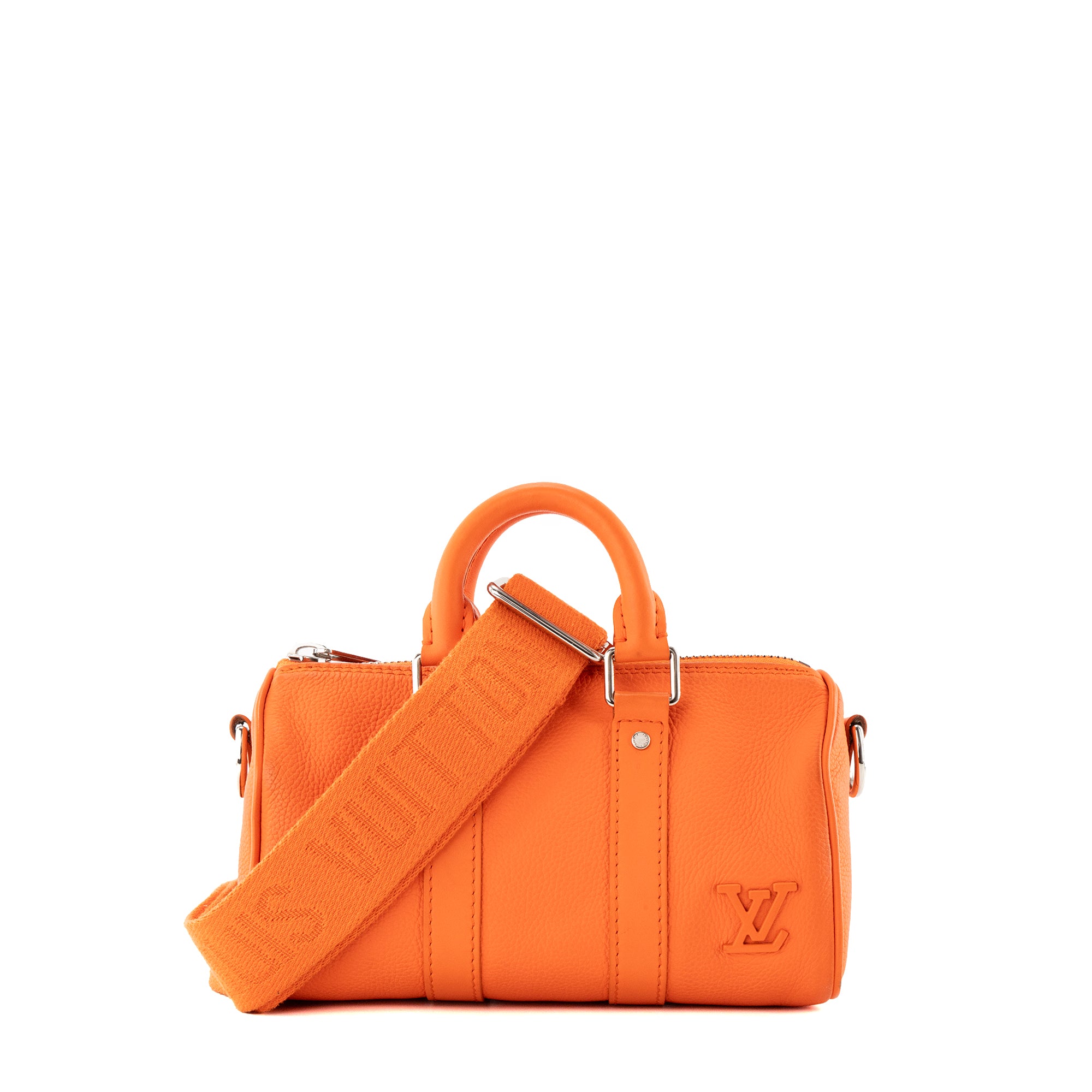 LOUIS VUITTON - Sac à bandoulière Keepall XS Louis Vuitton en cuir grainé orange