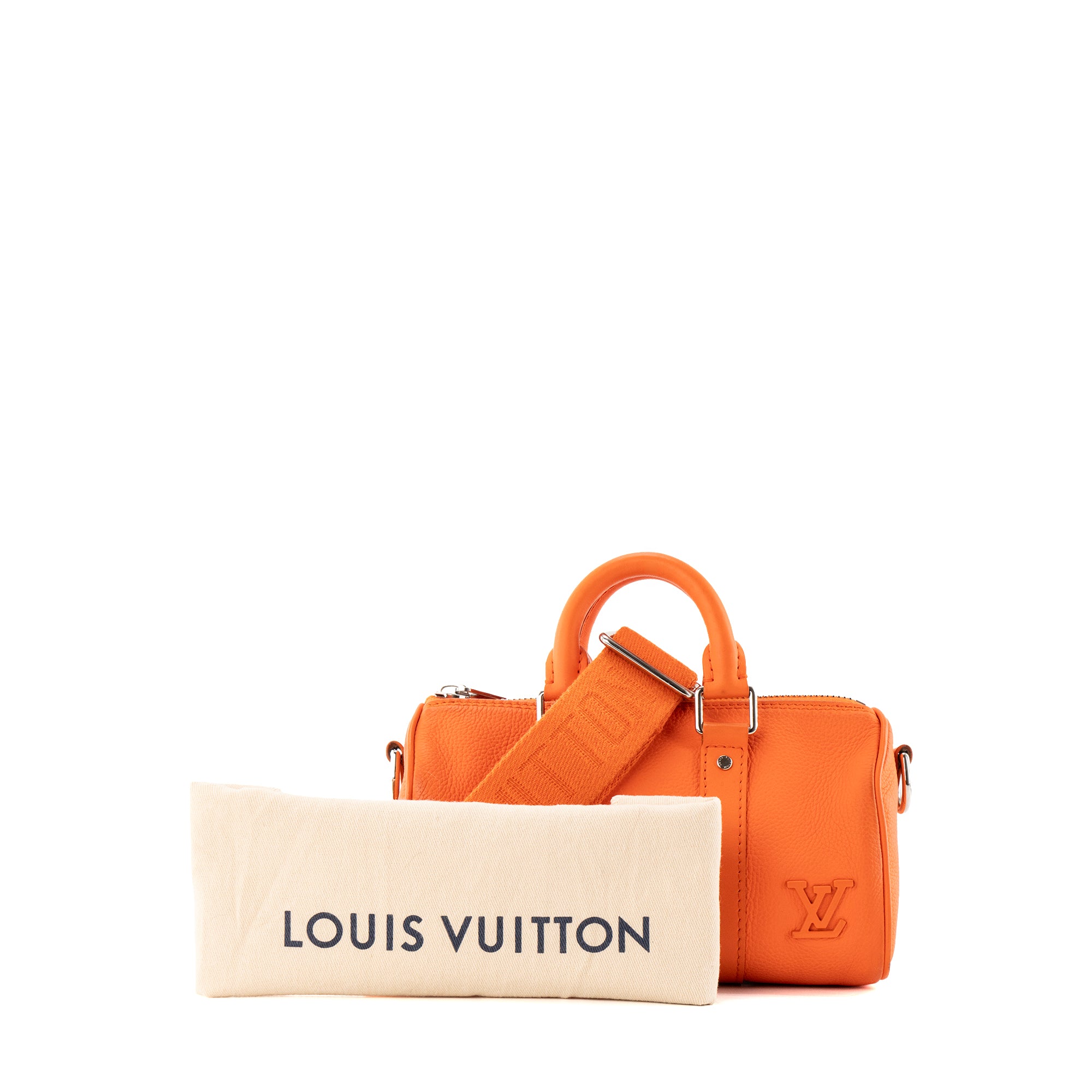 LOUIS VUITTON - Sac à bandoulière Keepall XS Louis Vuitton en cuir grainé orange