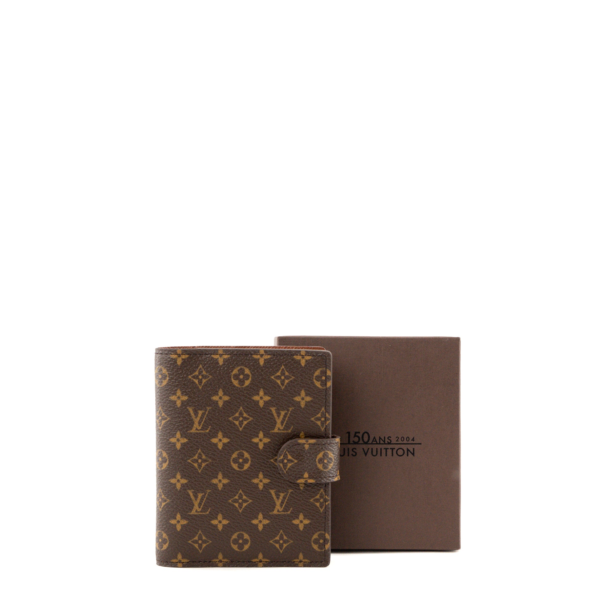 LOUIS VUITTON - Mini Couverture d'agenda Louis Vuitton en toile enduite monogrammée marron vintage