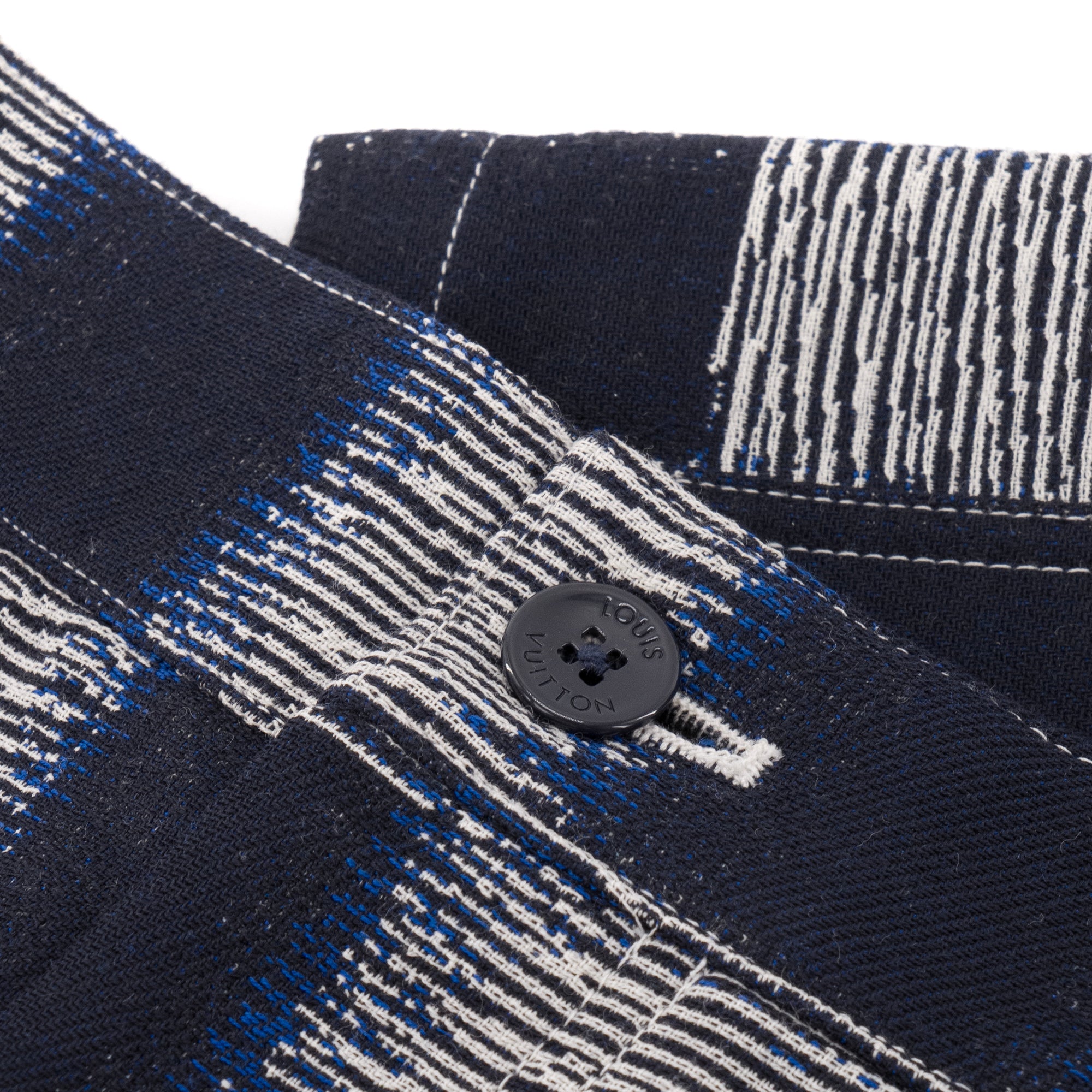 LOUIS VUITTON - Pantalon workwear Damier Louis Vuitton en laine bleu marine (T52)