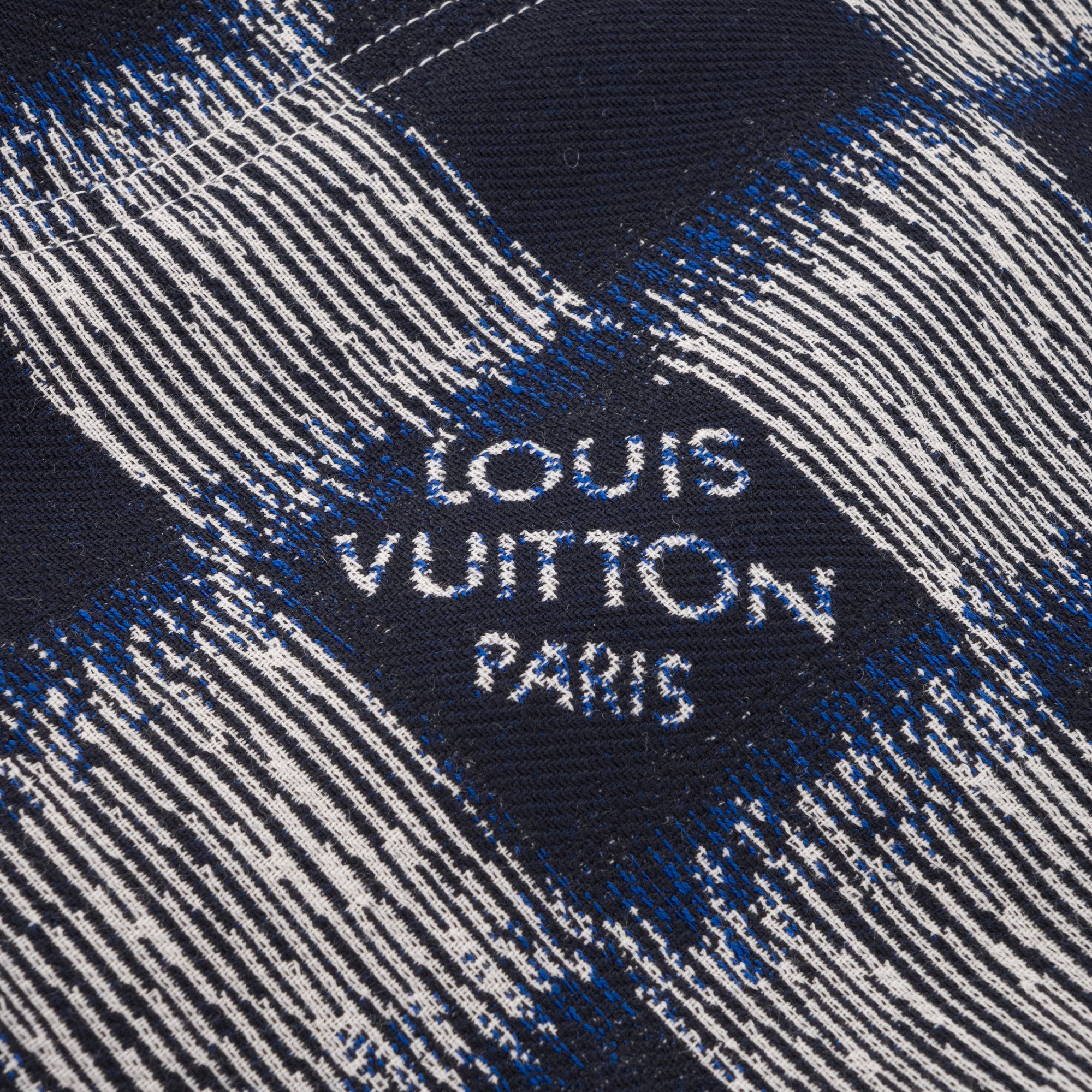 LOUIS VUITTON - Pantalon workwear Damier Louis Vuitton en laine bleu marine (T52)