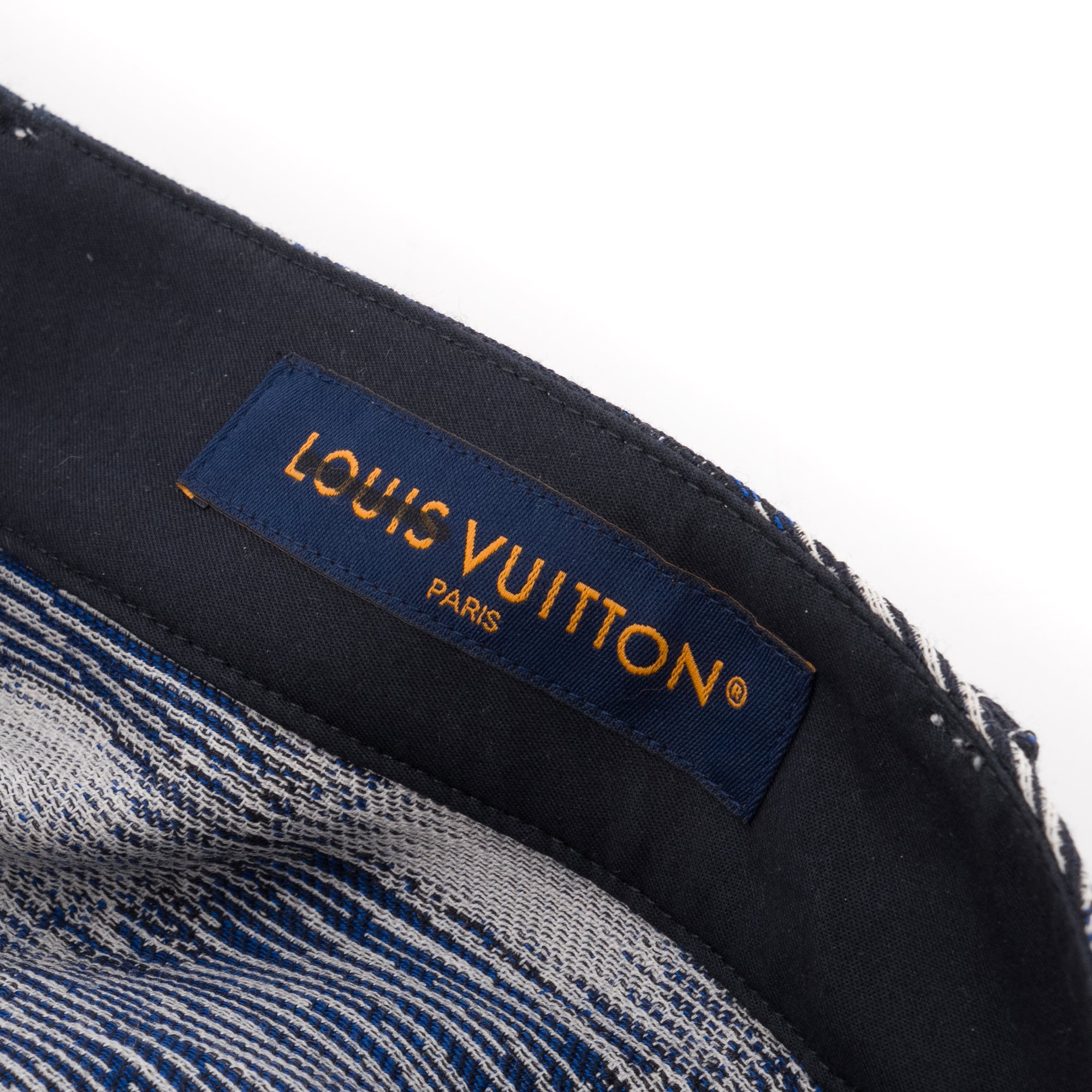 LOUIS VUITTON - Pantalon workwear Damier Louis Vuitton en laine bleu marine (T52)