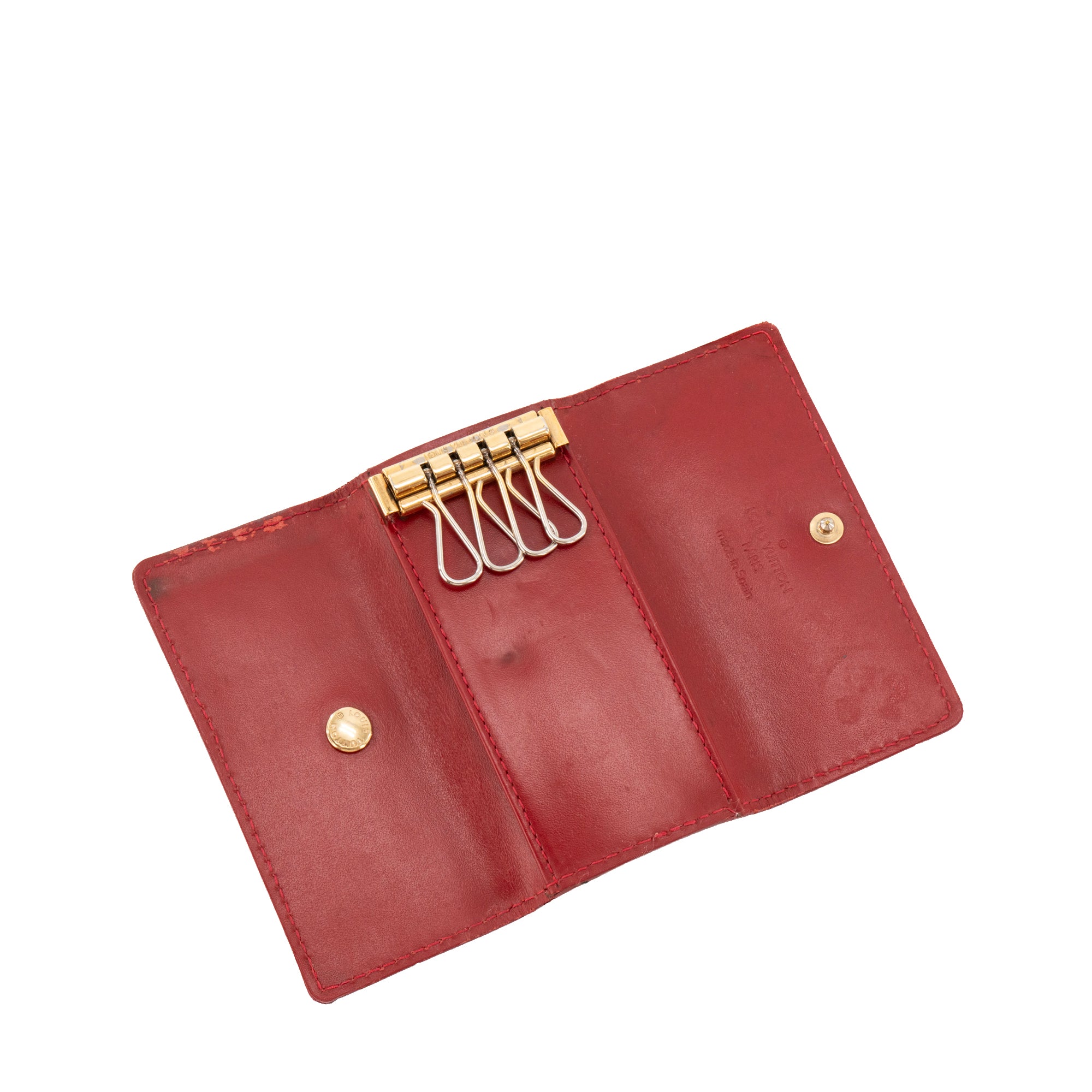 LOUIS VUITTON - Pochette 4 Clés Louis Vuitton en cuir verni rouge vintage