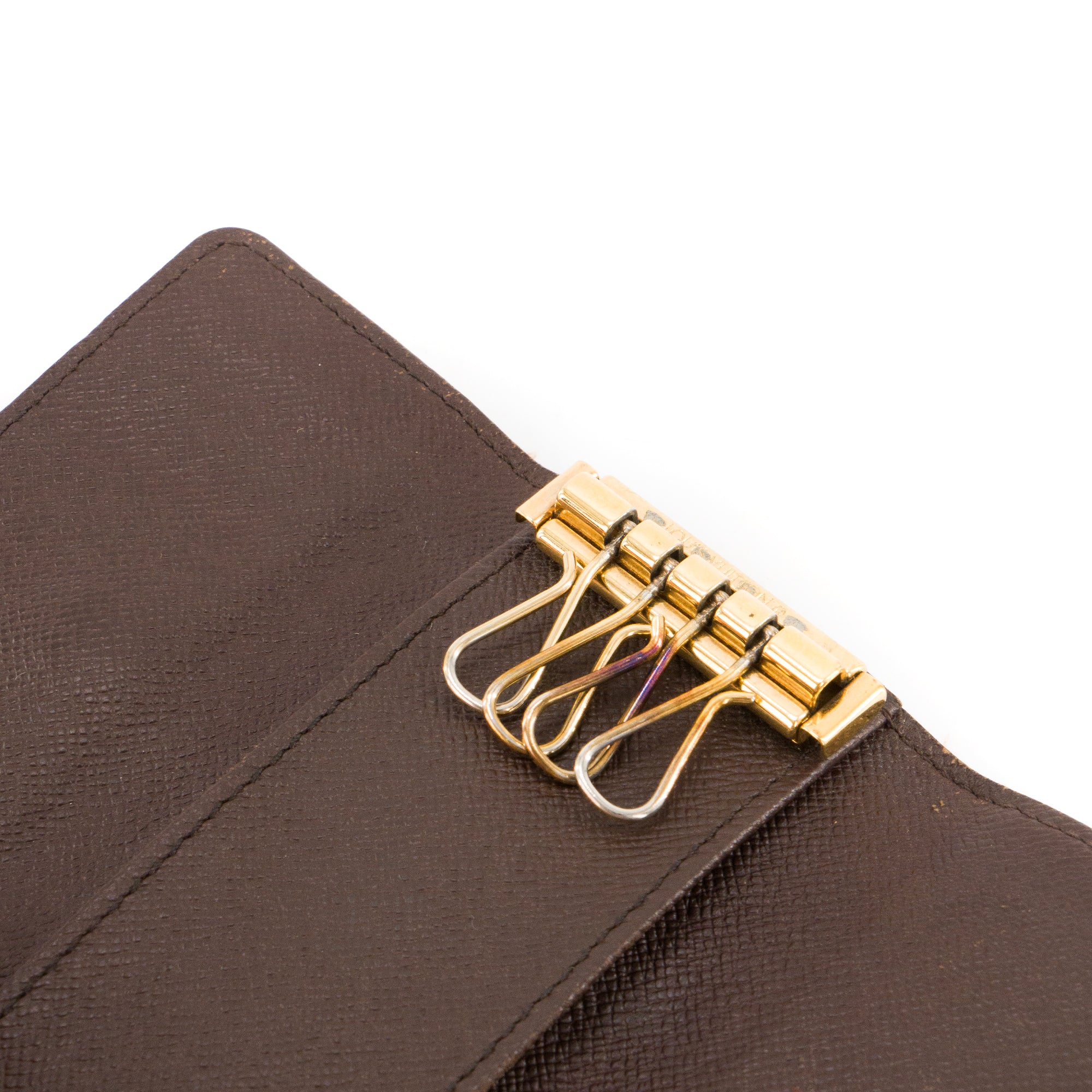 LOUIS VUITTON - Pochette 4 Clés Louis Vuitton en toile enduite damier ébène vintage