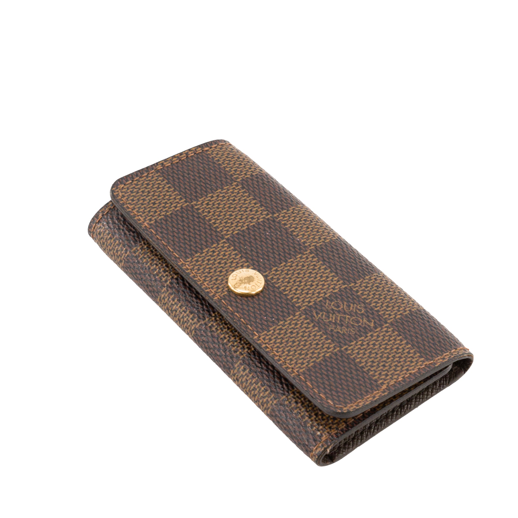 LOUIS VUITTON - Pochette 4 Clés Louis Vuitton en toile enduite damier ébène vintage