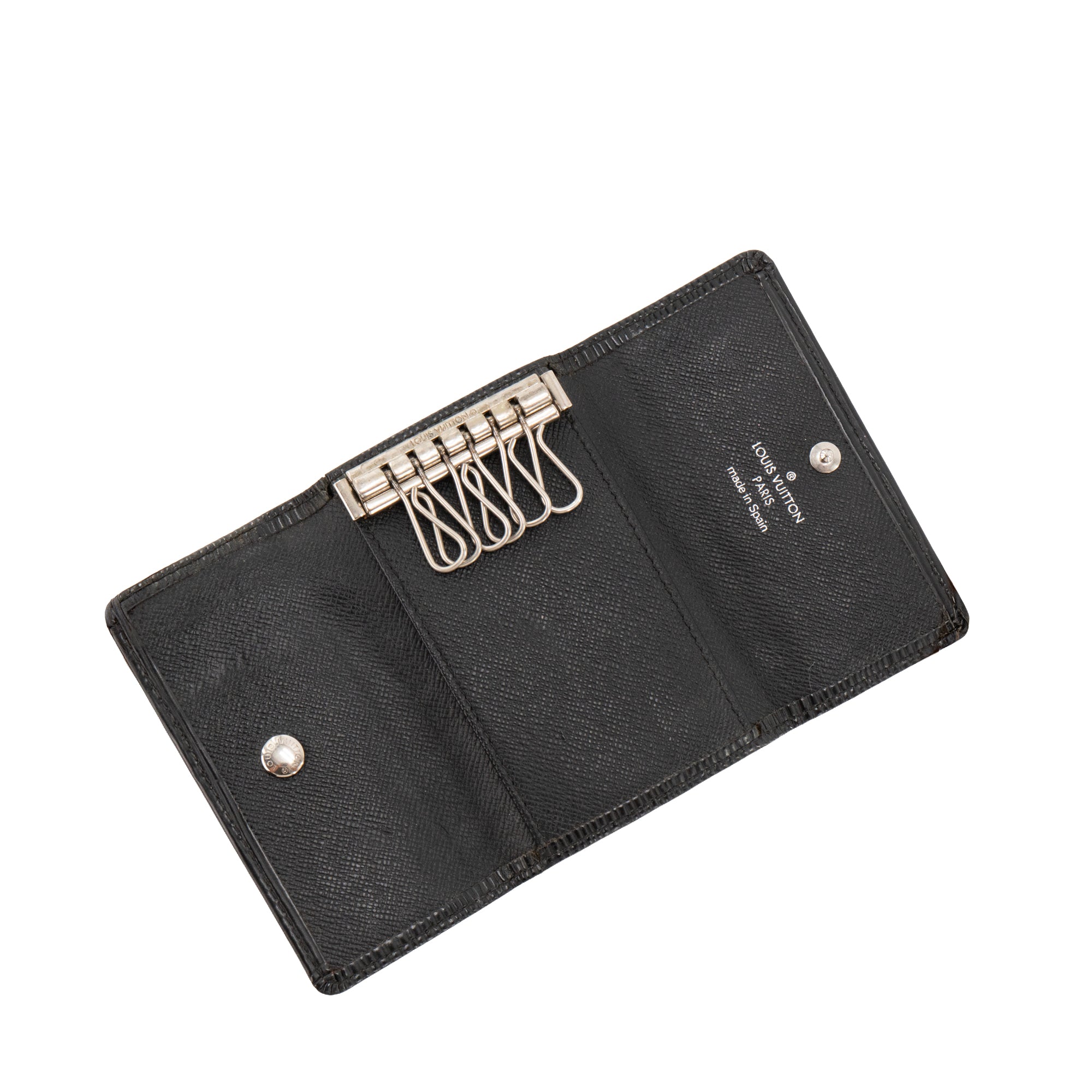LOUIS VUITTON - Pochette 6 Clés Louis Vuitton en cuir épi noir vintage