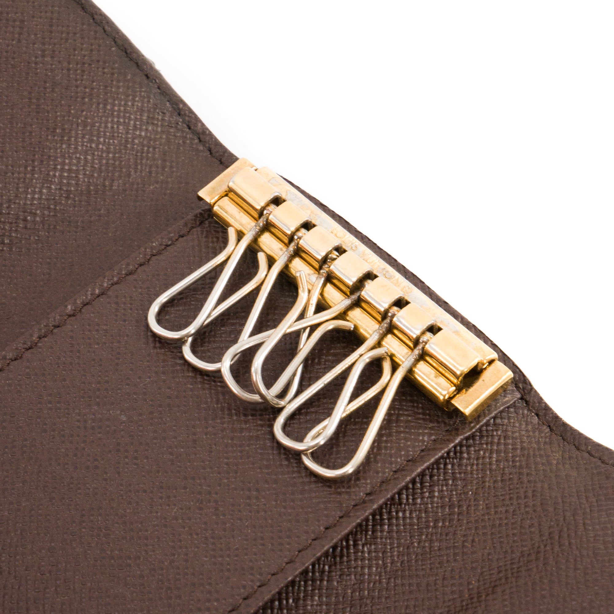 LOUIS VUITTON - Pochette 6 Clés Louis Vuitton en toile enduite damier ébène vintage