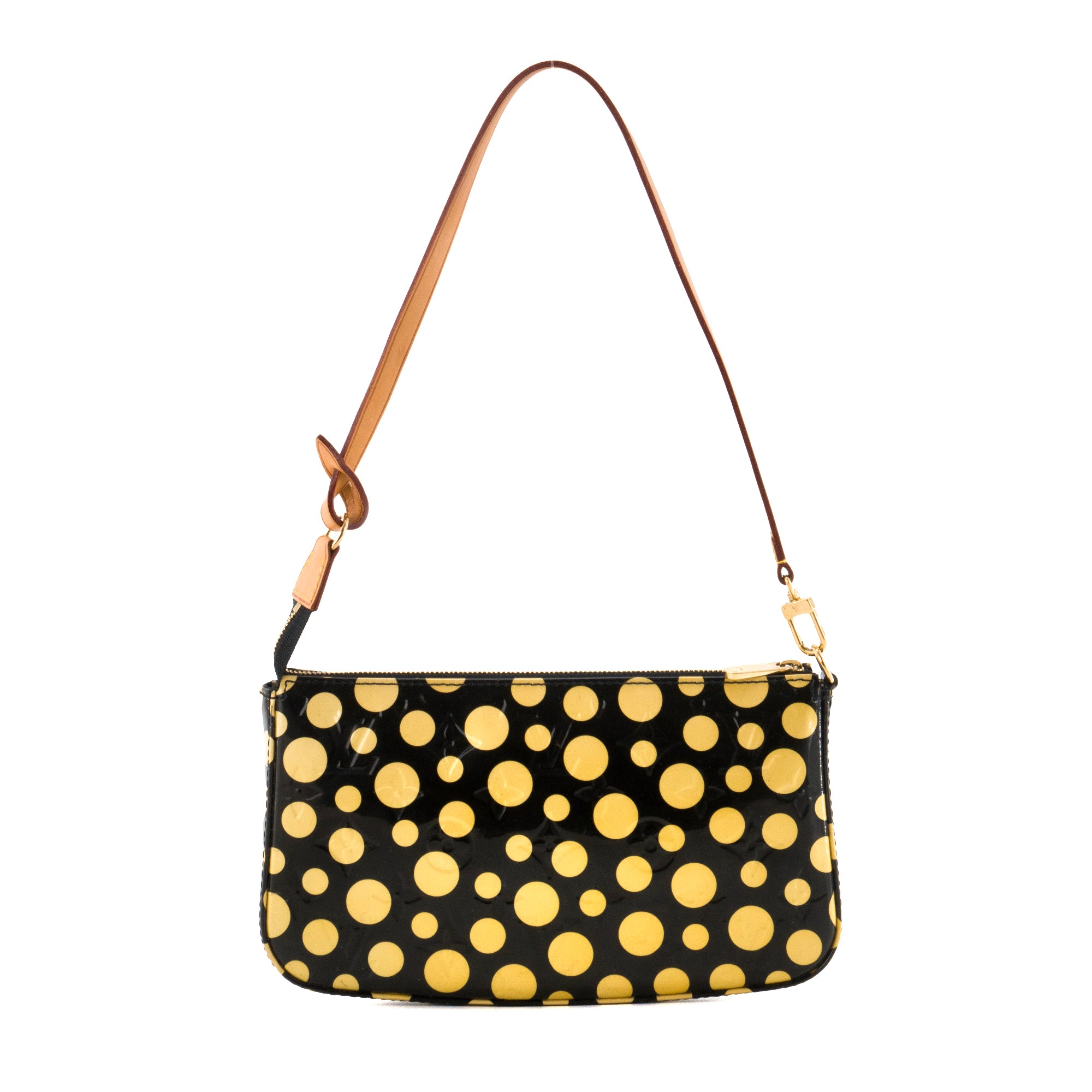 LOUIS VUITTON - Pochette Accessoire NM Louis Vuitton x Yayoi Kusama en cuir verni noir et jaune édition limitée