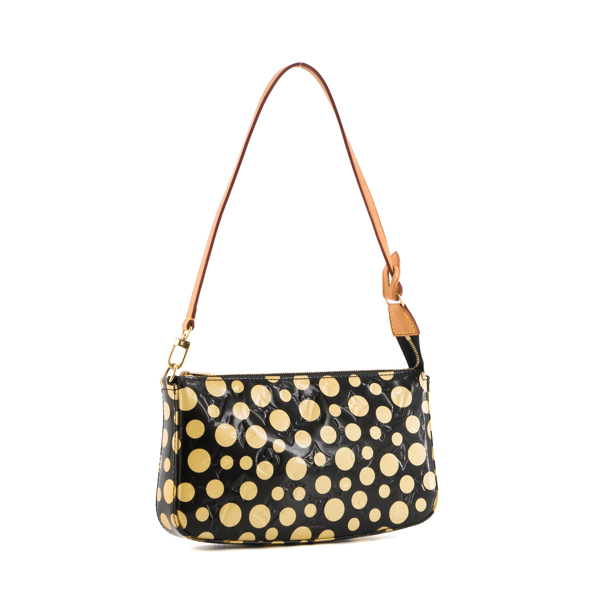 LOUIS VUITTON - Pochette Accessoire NM Louis Vuitton x Yayoi Kusama en cuir verni noir et jaune édition limitée