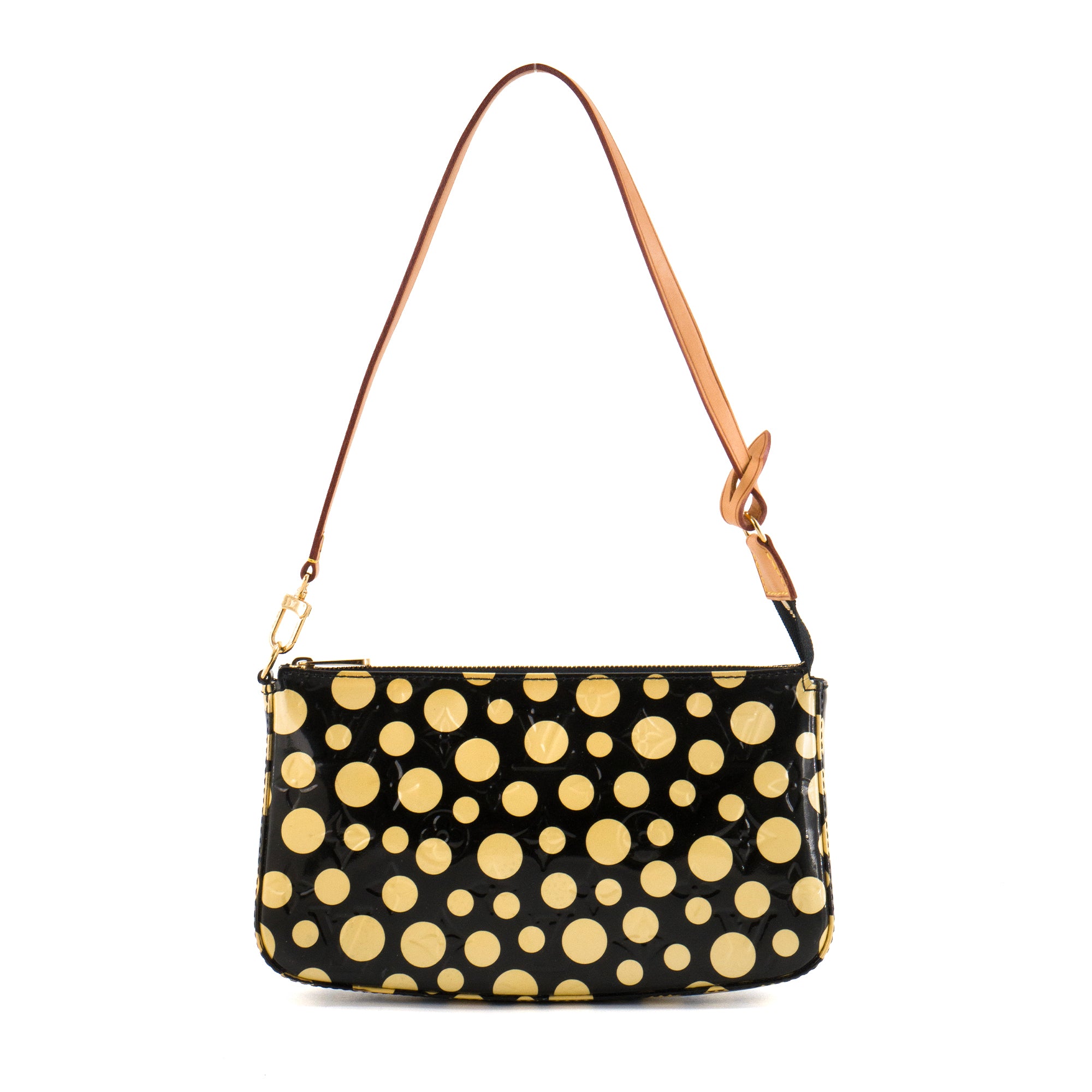 LOUIS VUITTON - Pochette Accessoire NM Louis Vuitton x Yayoi Kusama en cuir verni noir et jaune édition limitée