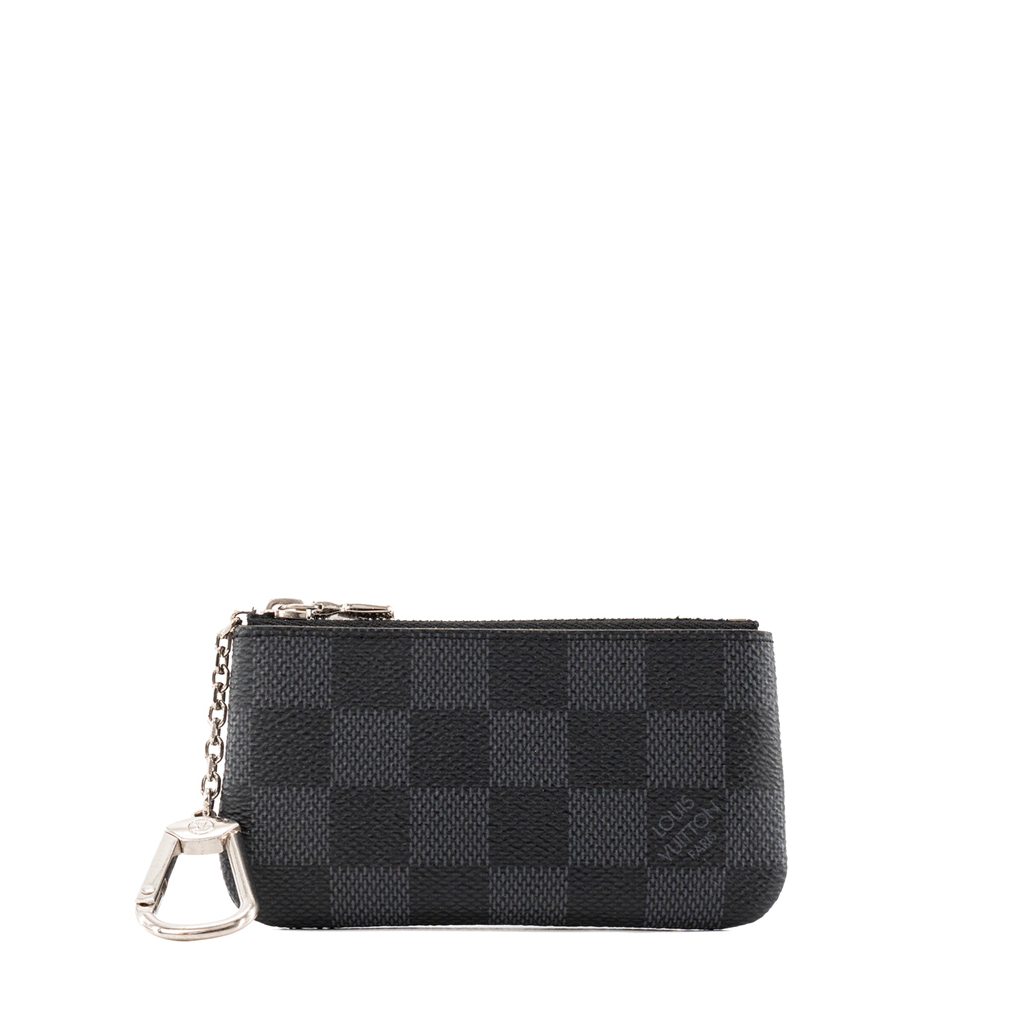 LOUIS VUITTON - Pochette clés Louis Vuitton en toile enduite damier graphite