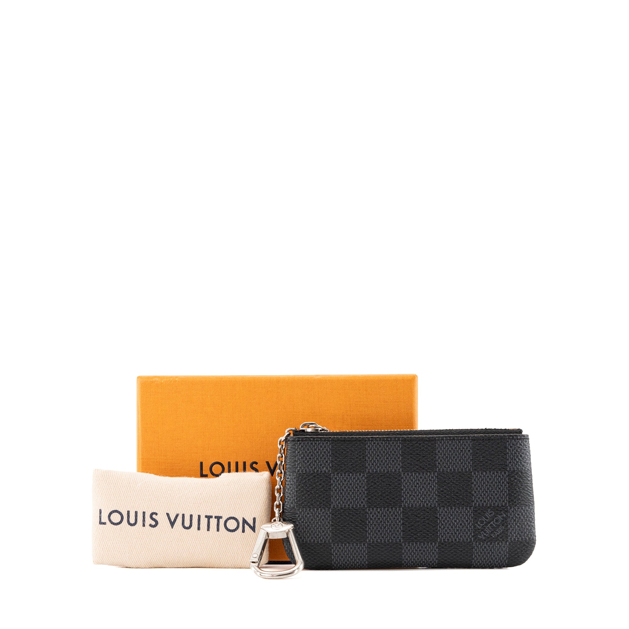 LOUIS VUITTON - Pochette clés Louis Vuitton en toile enduite damier graphite
