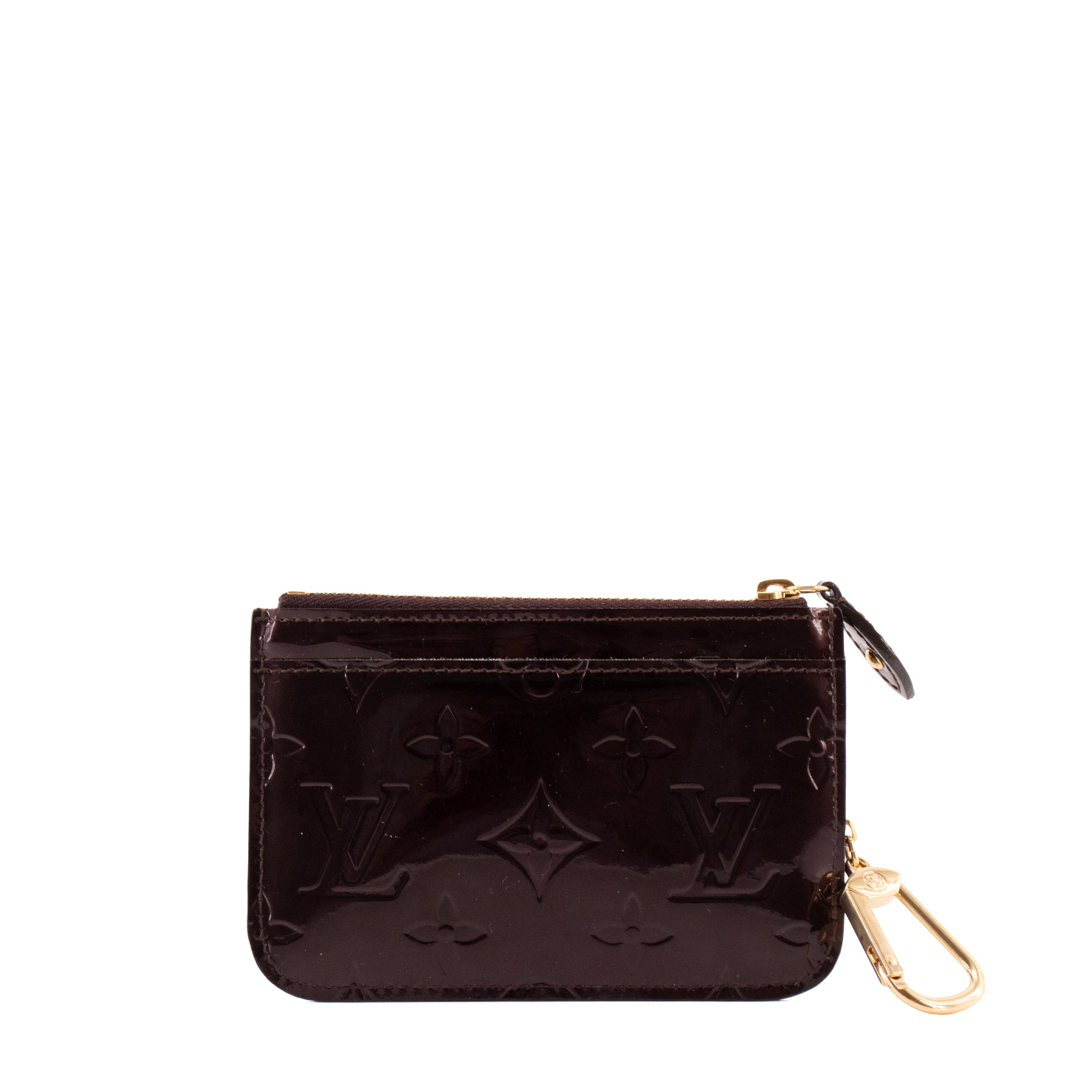 LOUIS VUITTON - Pochette-clés Louis Vuitton en cuir verni bordeaux