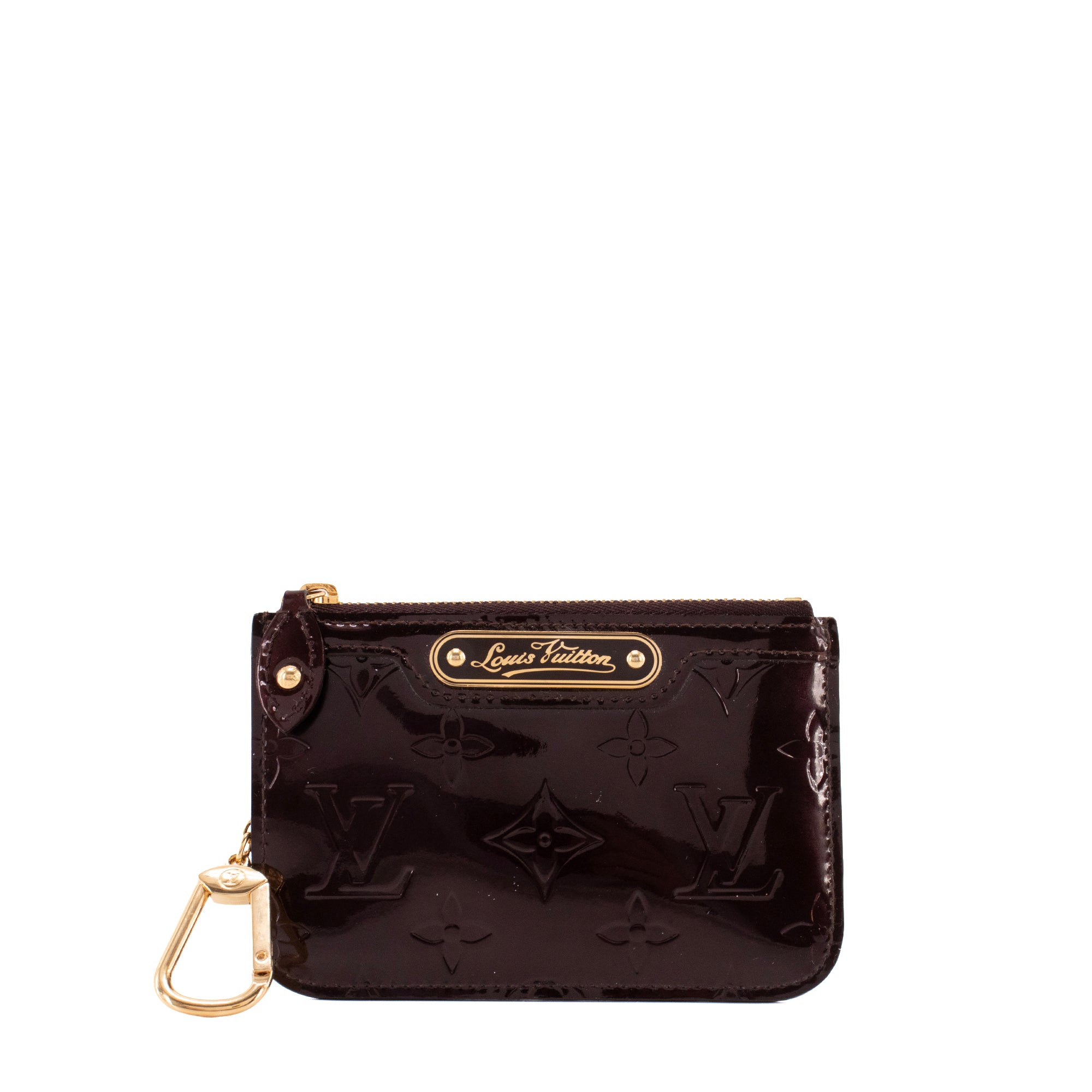 LOUIS VUITTON - Pochette-clés Louis Vuitton en cuir verni bordeaux