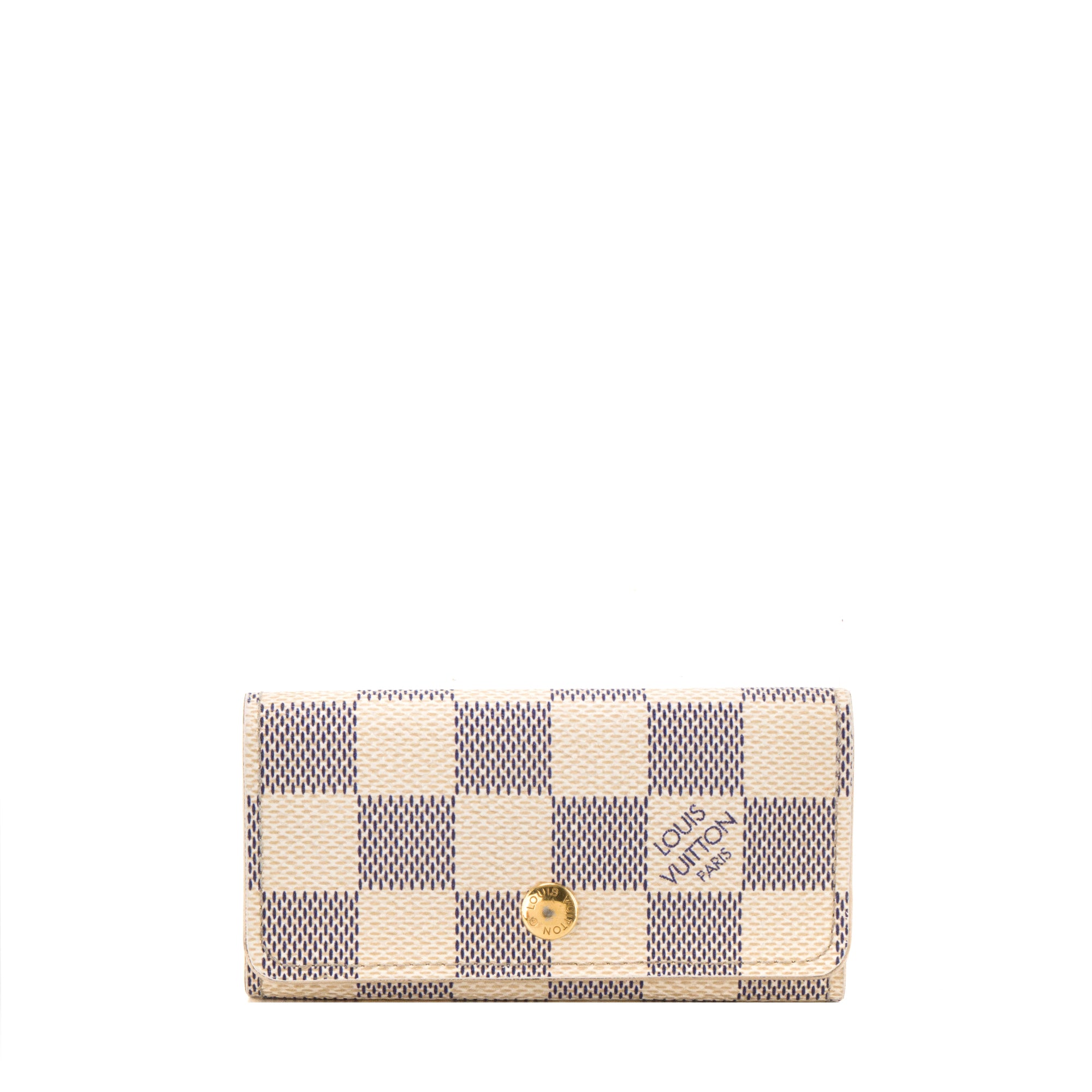 LOUIS VUITTON - Pochette Clés Louis Vuitton en toile enduite damier azur