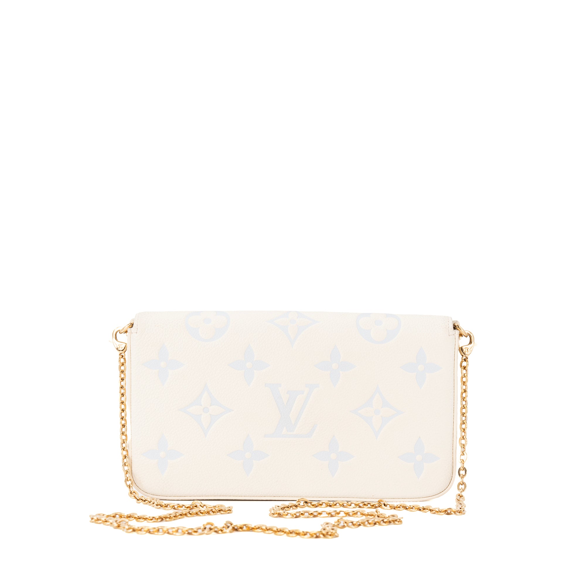 LOUIS VUITTON - Pochette Félicie Louis Vuitton en cuir empreinte blanc et bleu clair