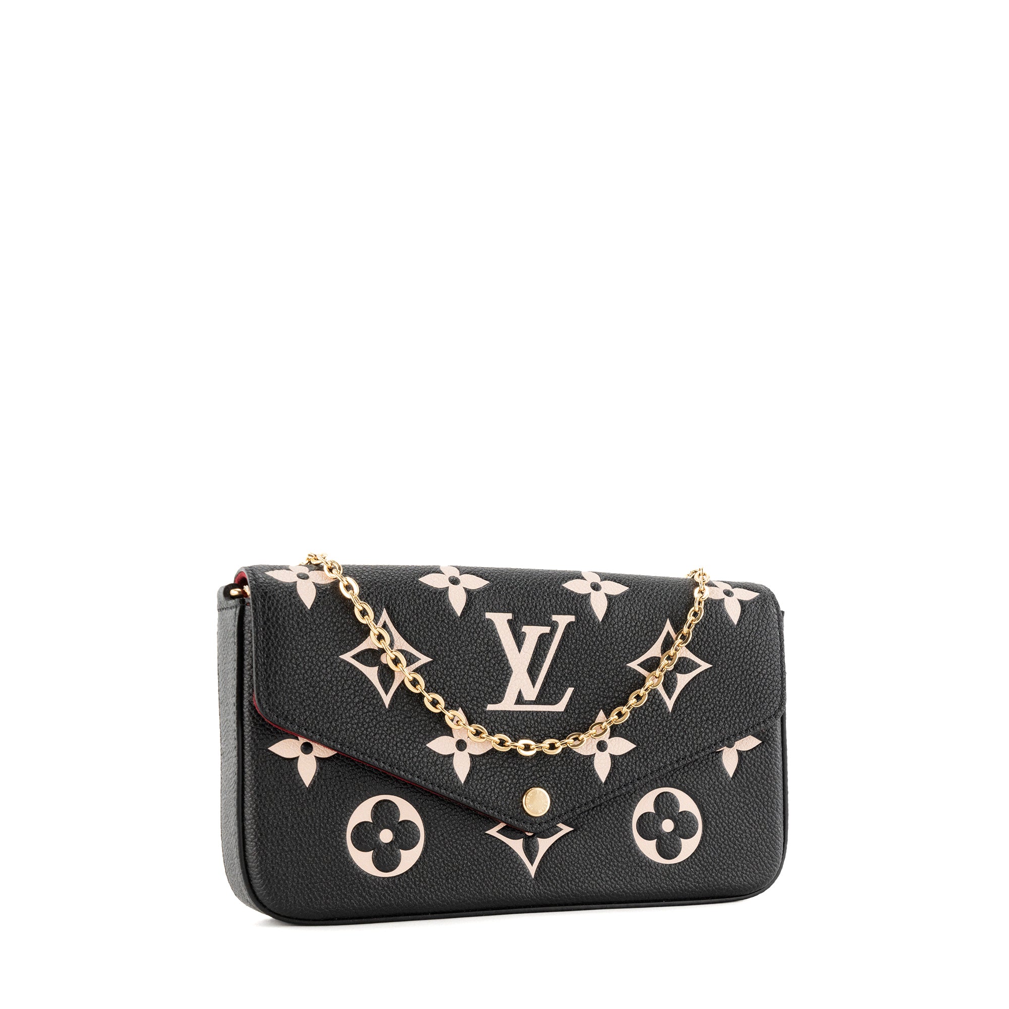 LOUIS VUITTON - Pochette Félicie Louis Vuitton en cuir empreinte noir et beige