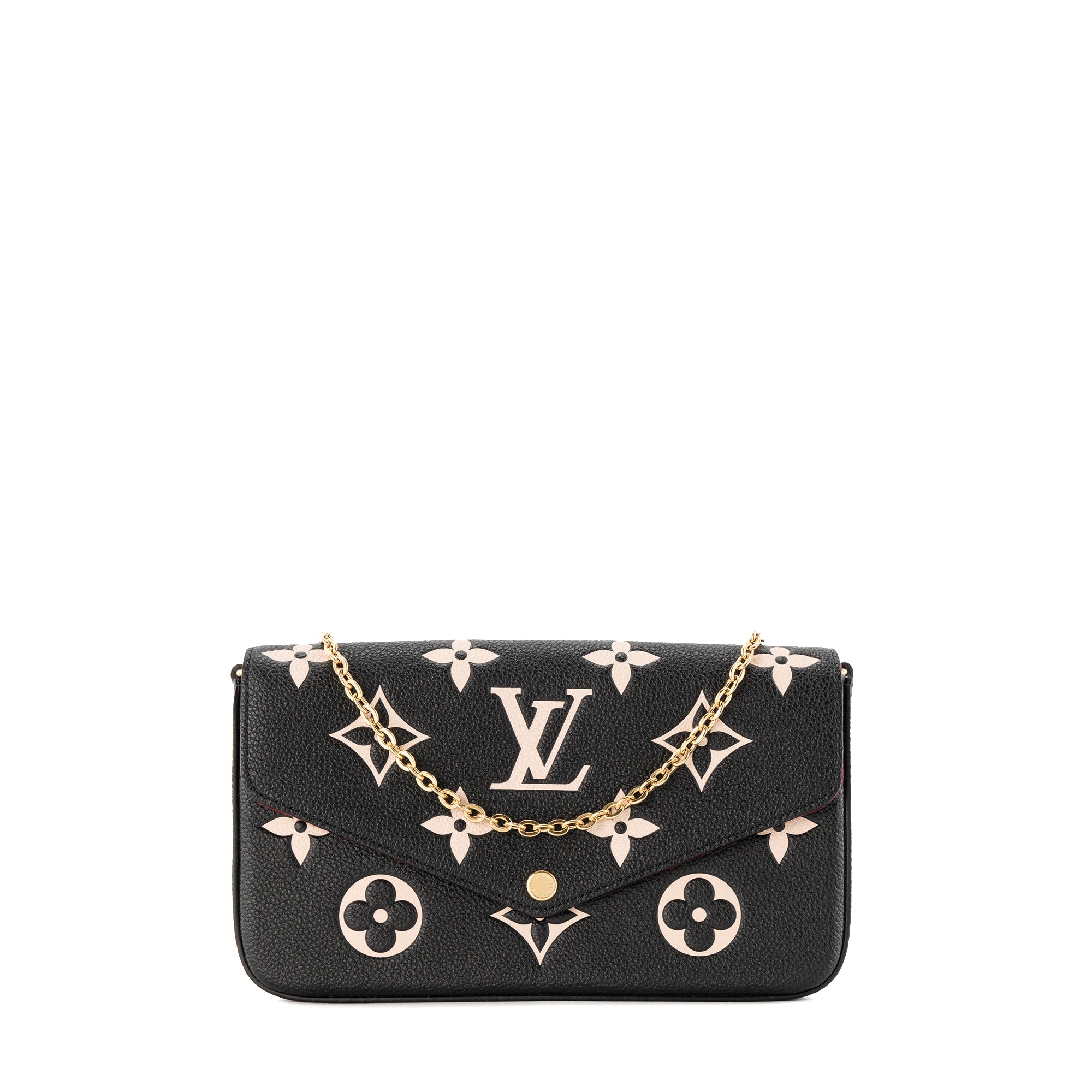 LOUIS VUITTON - Pochette Félicie Louis Vuitton en cuir empreinte noir et beige