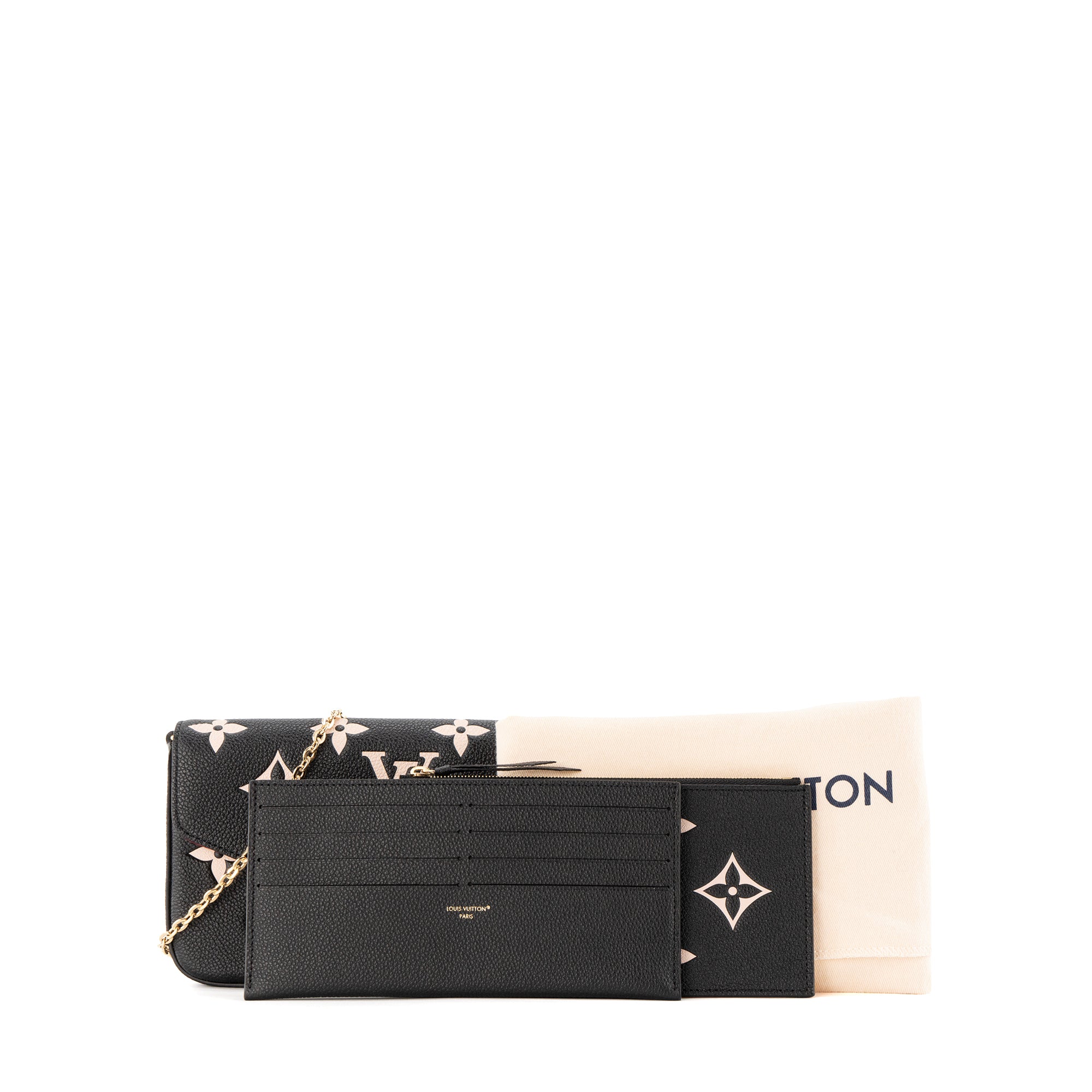 LOUIS VUITTON - Pochette Félicie Louis Vuitton en cuir empreinte noir et beige