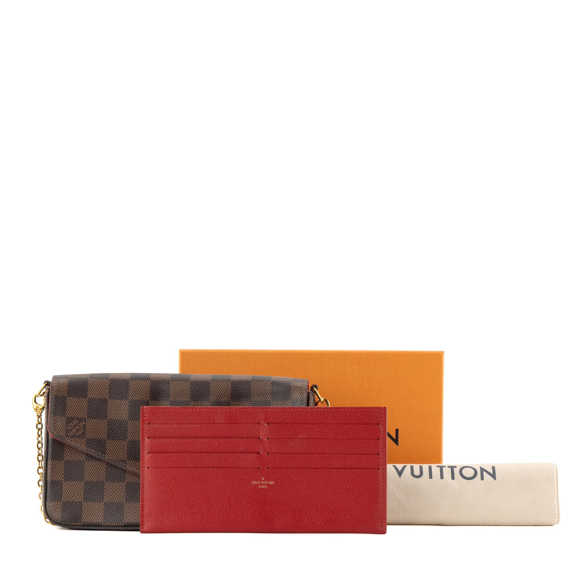LOUIS VUITTON - Pochette Félicie Louis Vuitton en toile enduite damier ébène