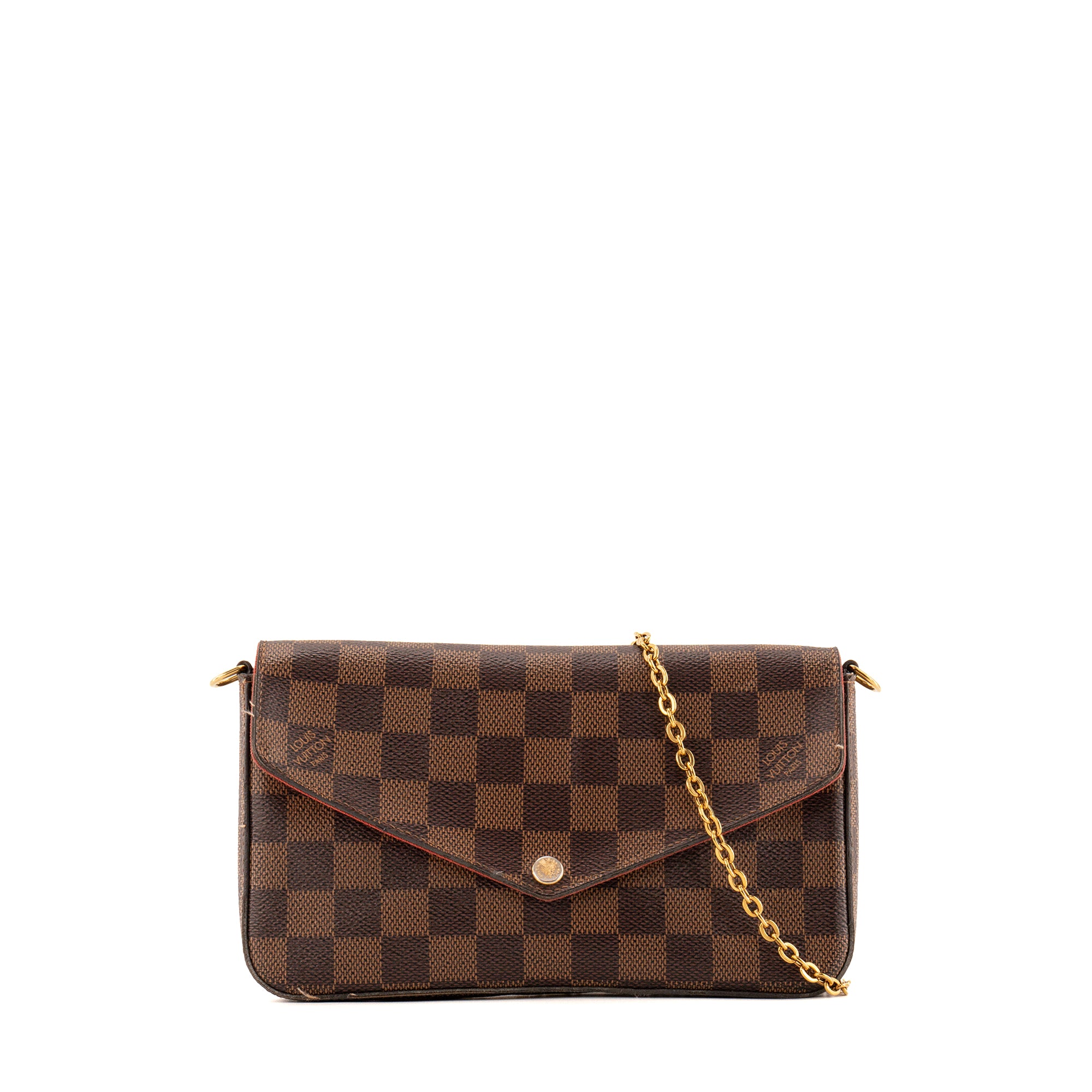 LOUIS VUITTON - Pochette Félicie Louis Vuitton en toile enduite damier ébène