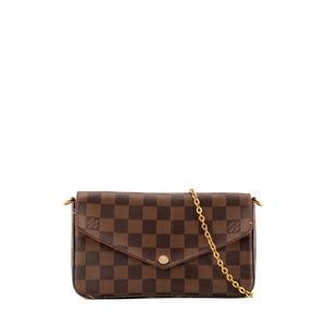 LOUIS VUITTON - Pochette Félicie Louis Vuitton en toile enduite damier ébène