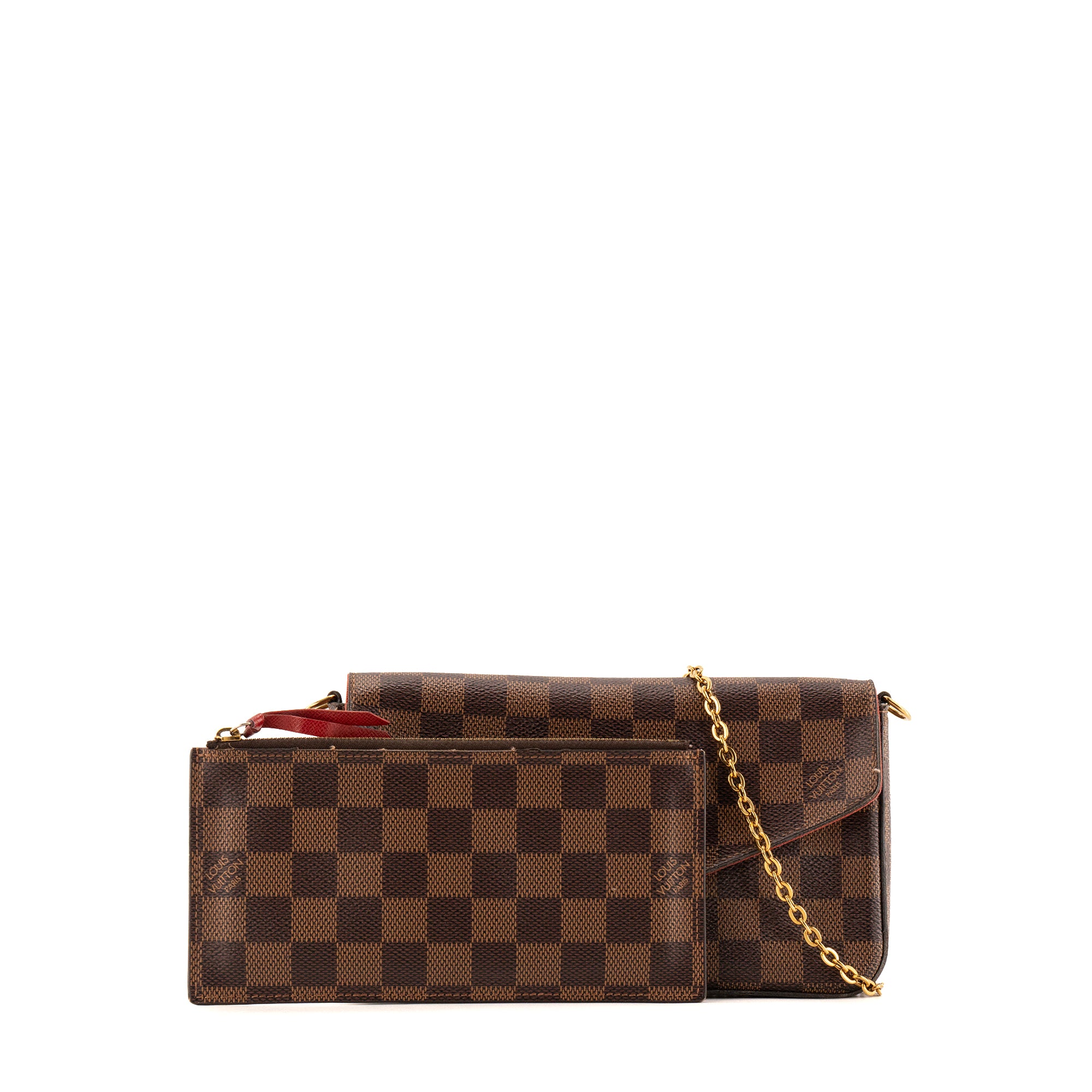 LOUIS VUITTON - Pochette Félicie Louis Vuitton en toile enduite damier ébène