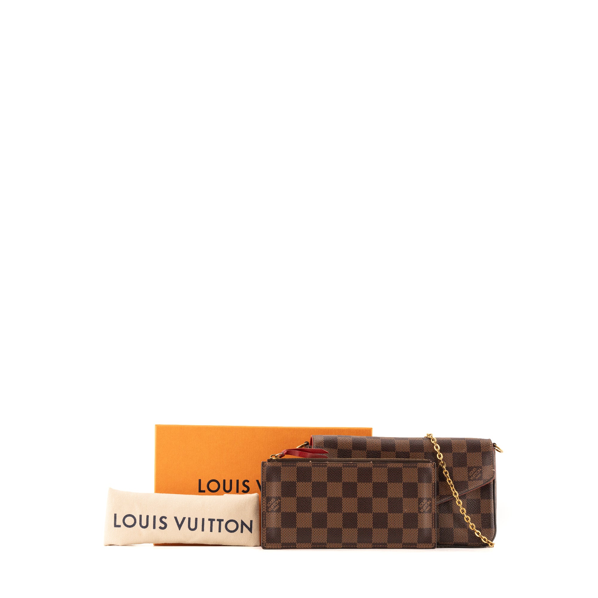 LOUIS VUITTON - Pochette Félicie Louis Vuitton en toile enduite damier ébène