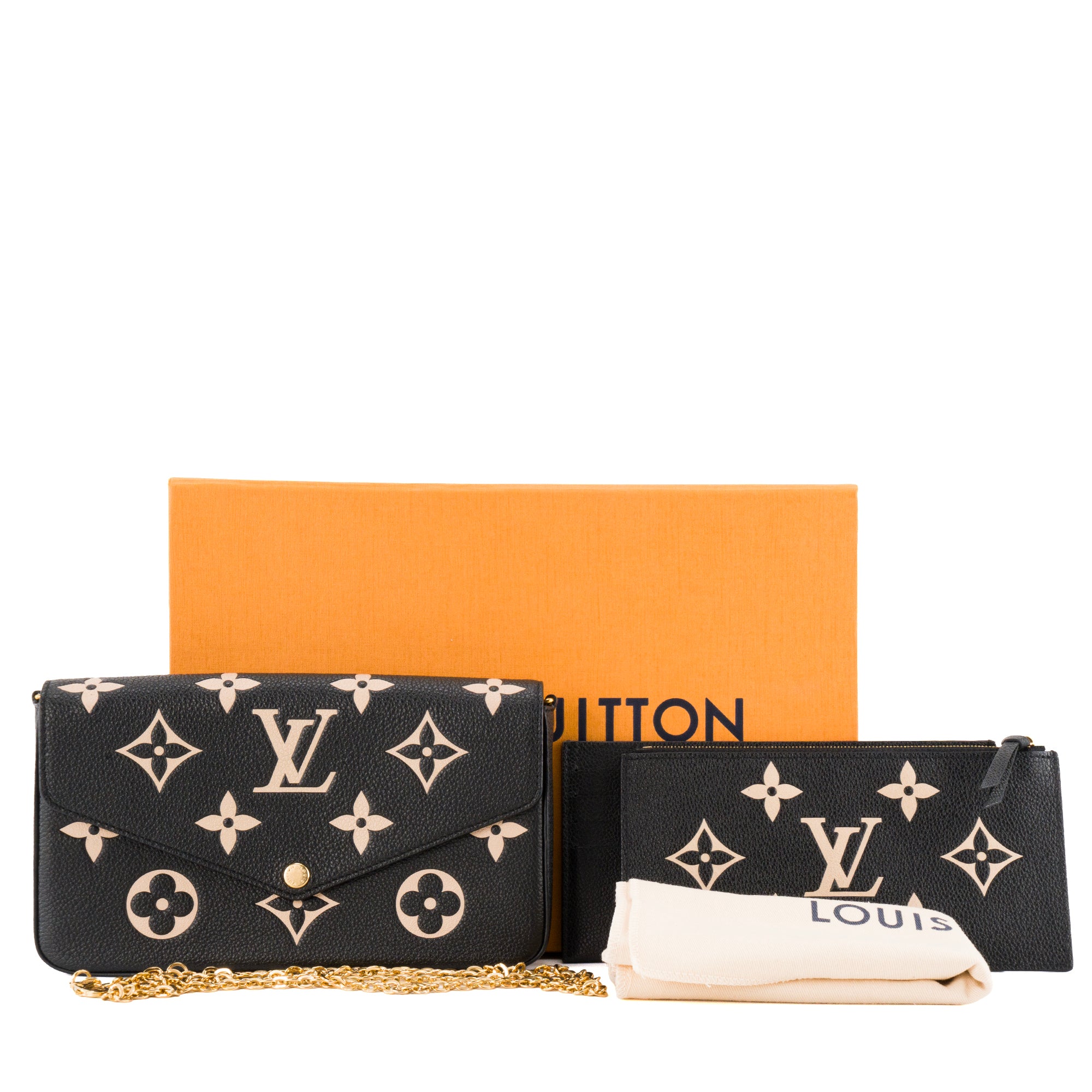 LOUIS VUITTON - Pochette Félicie Monogram Giant Louis Vuitton en cuir grainé noir