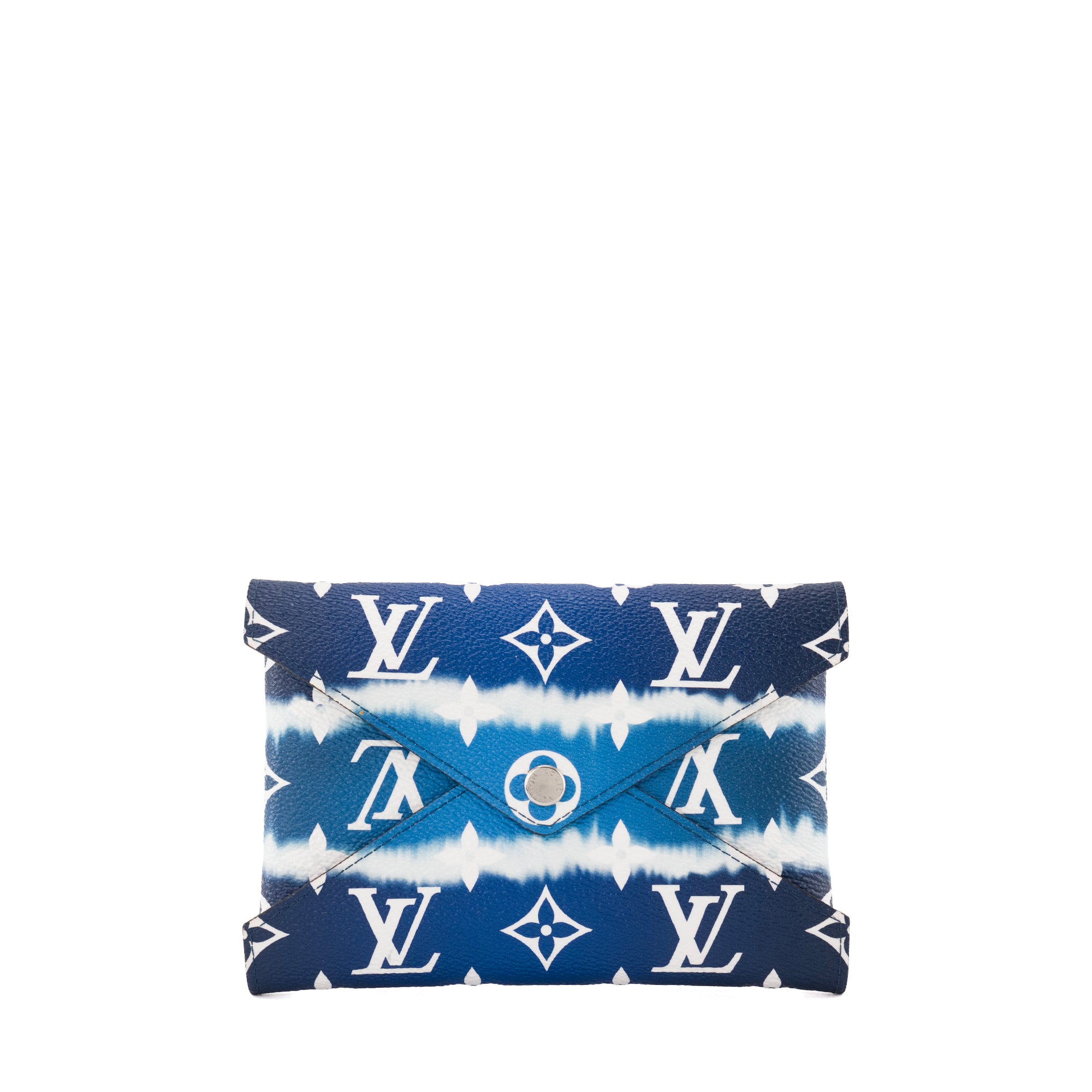 LOUIS VUITTON - Pochette Kirigami MM Escale Louis Vuitton en toile enduite monogrammée bleue