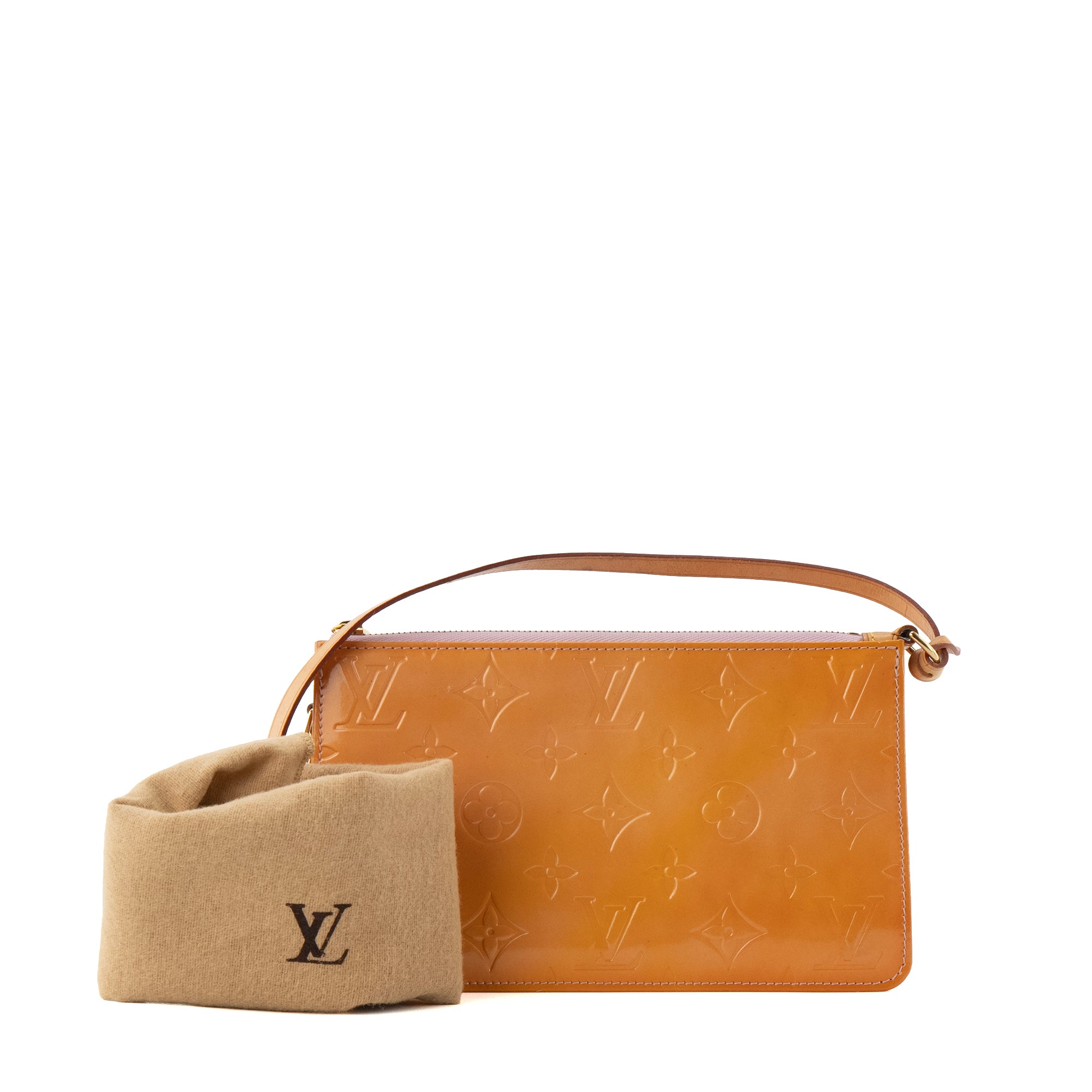 LOUIS VUITTON - Pochette Lexington Louis Vuitton en cuir verni orange