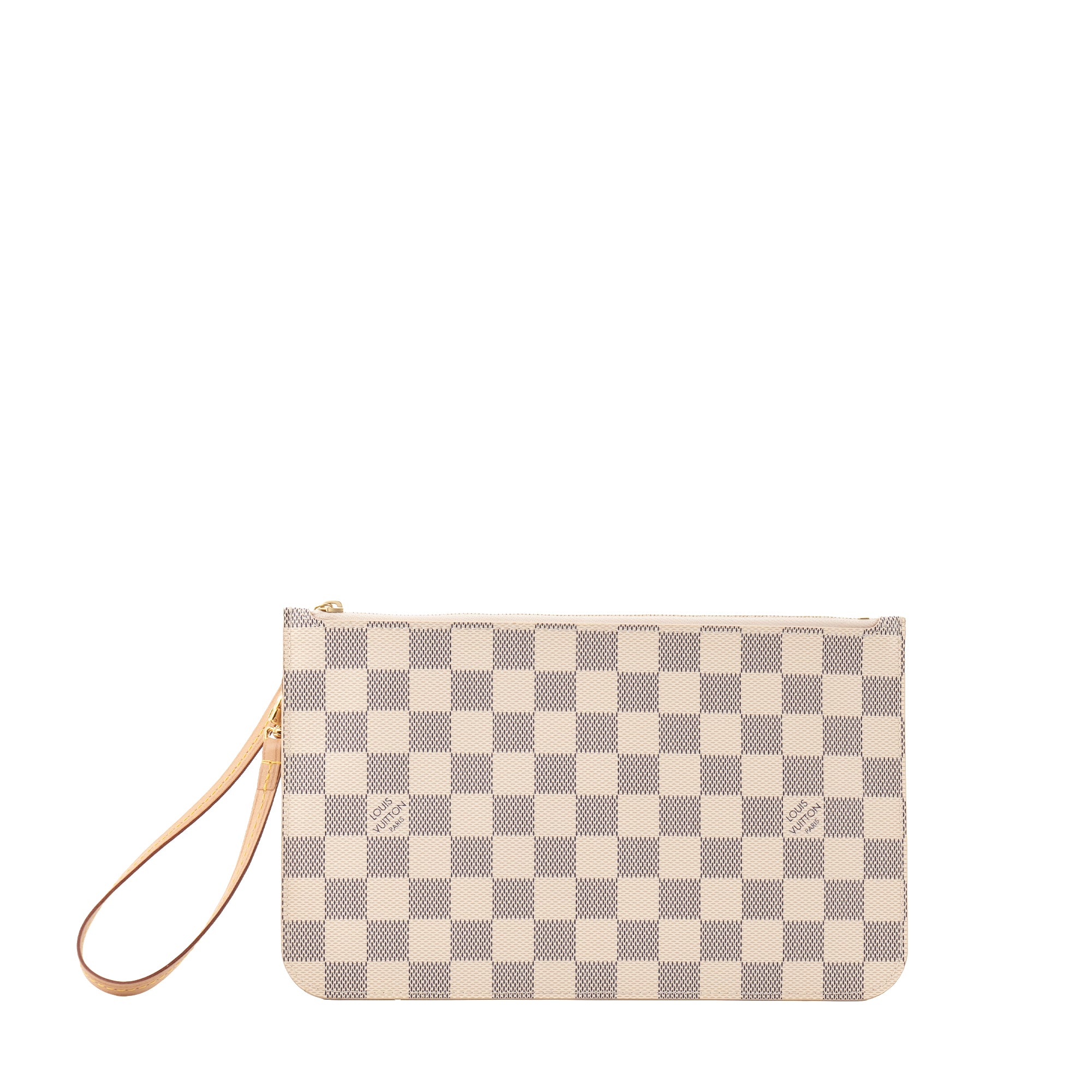 LOUIS VUITTON - Pochette Neverfull Louis Vuitton en toile enduite damier azur