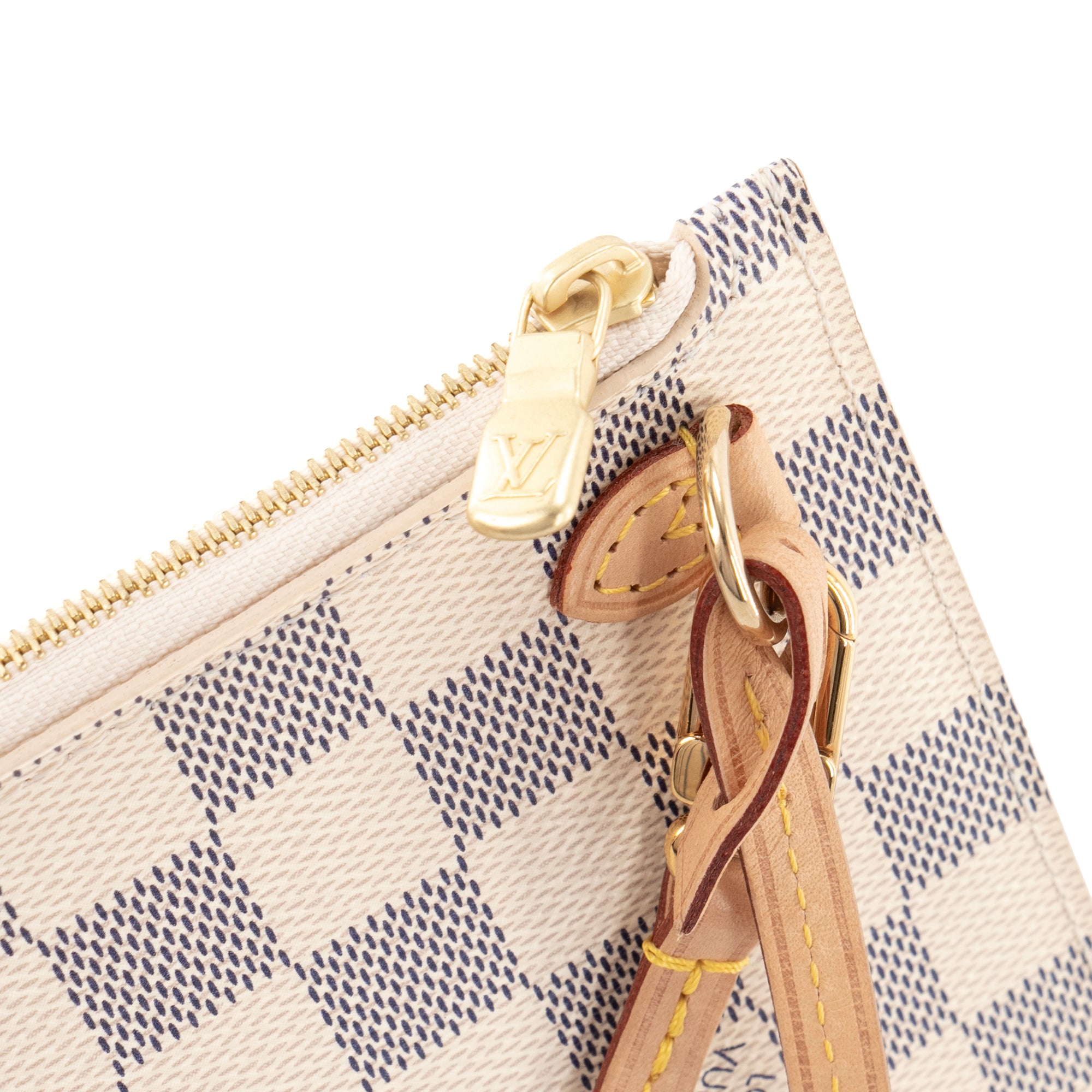 LOUIS VUITTON - Pochette Neverfull Louis Vuitton en toile enduite damier azur