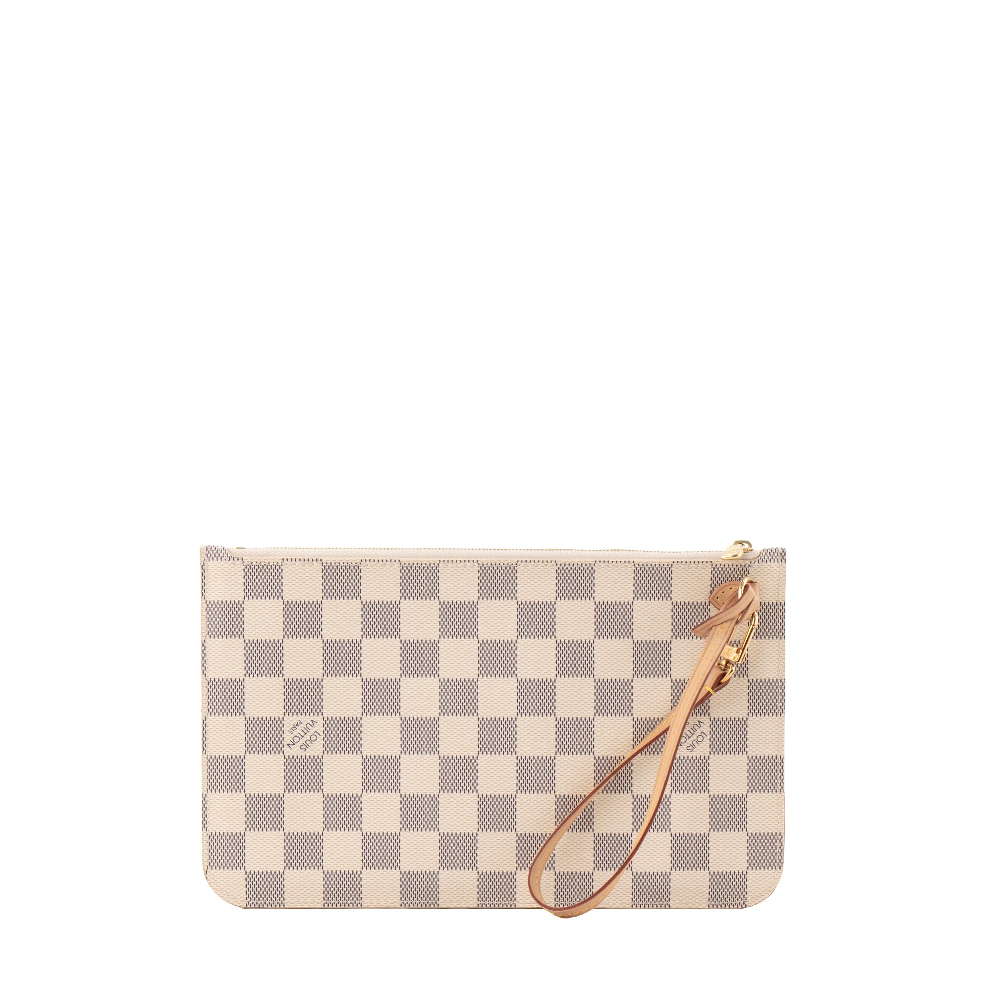 LOUIS VUITTON - Pochette Neverfull Louis Vuitton en toile enduite damier azur