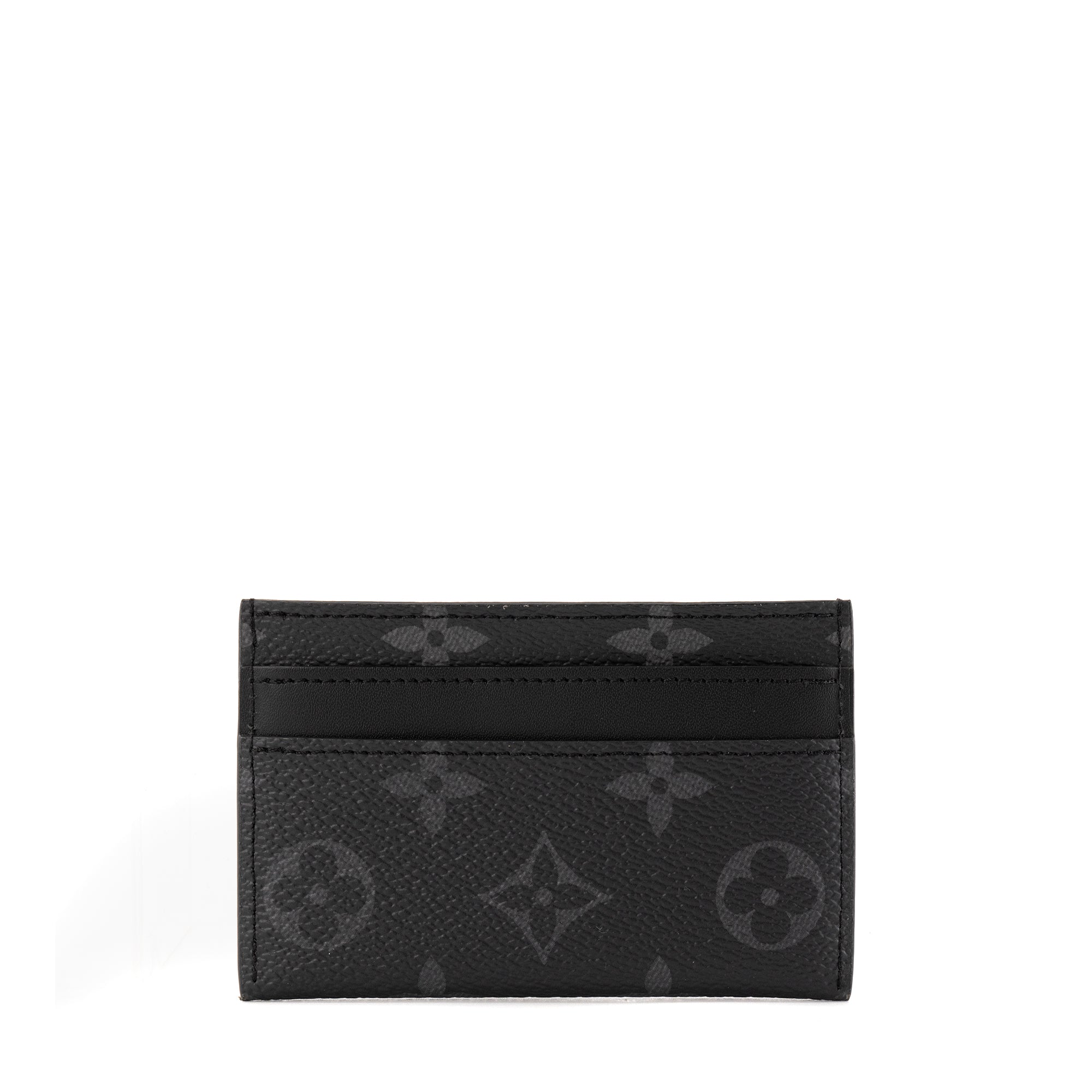 LOUIS VUITTON - Porte cartes Double Louis Vuitton en cuir et toile monogrammée éclipse