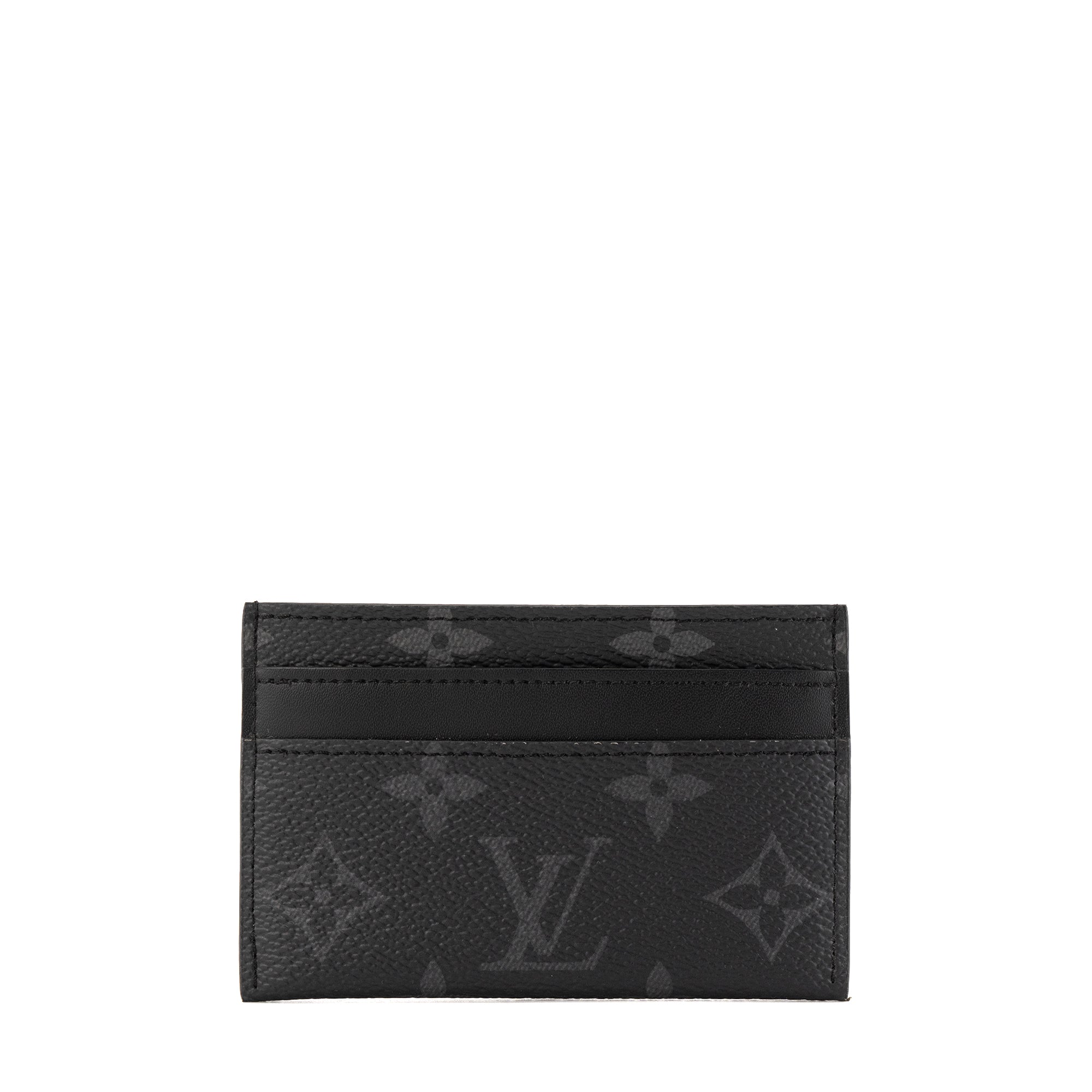 LOUIS VUITTON - Porte cartes Double Louis Vuitton en cuir et toile monogrammée éclipse