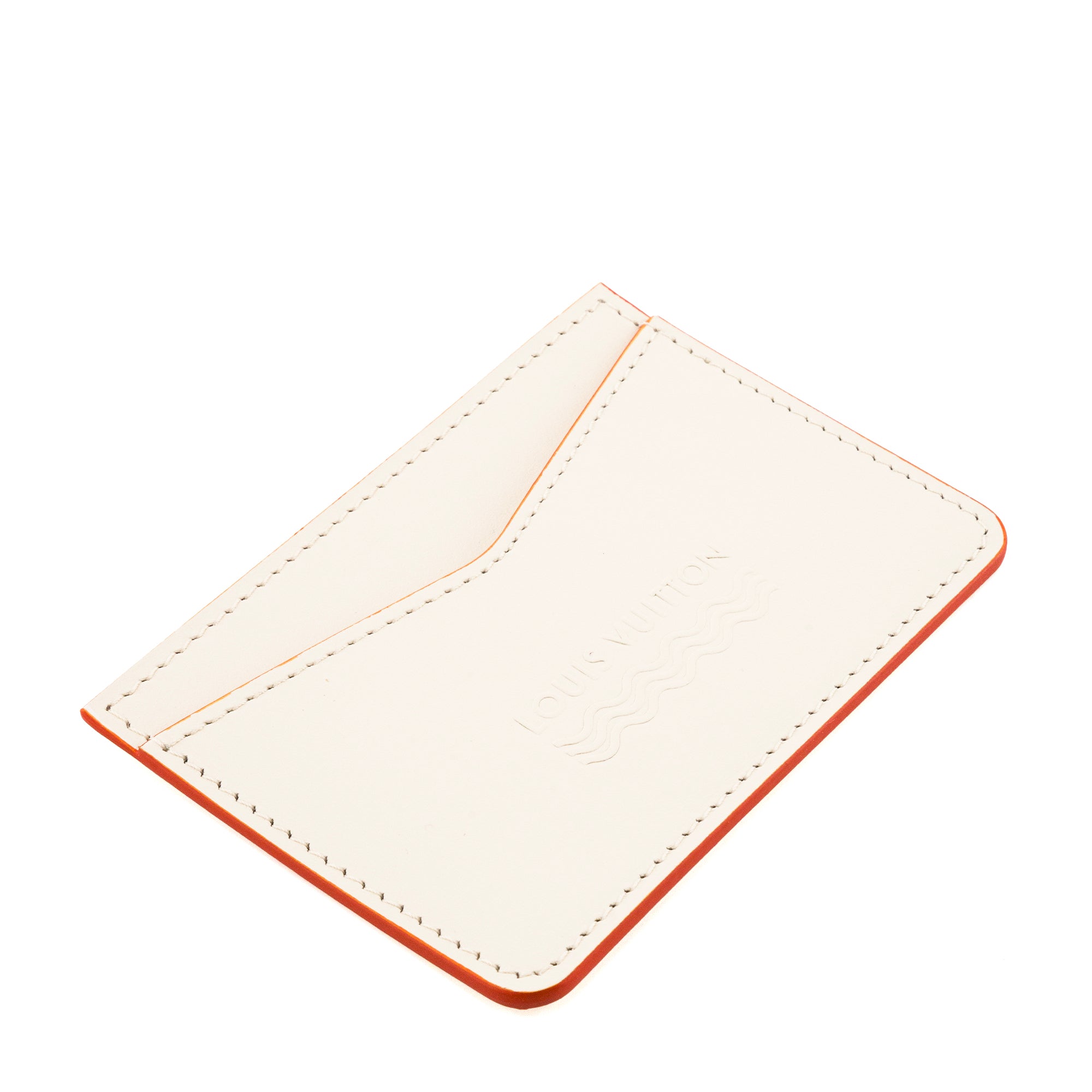 LOUIS VUITTON - Porte cartes Louis Vuitton en cuir blanc cassé