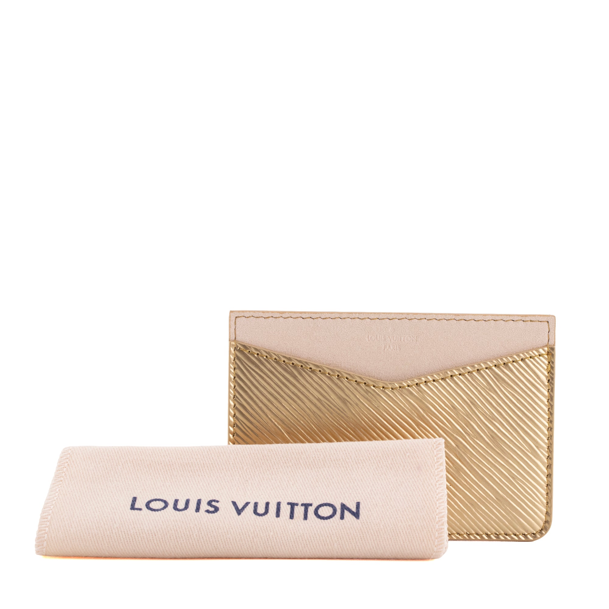 LOUIS VUITTON - Porte cartes Louis Vuitton en cuir épi doré