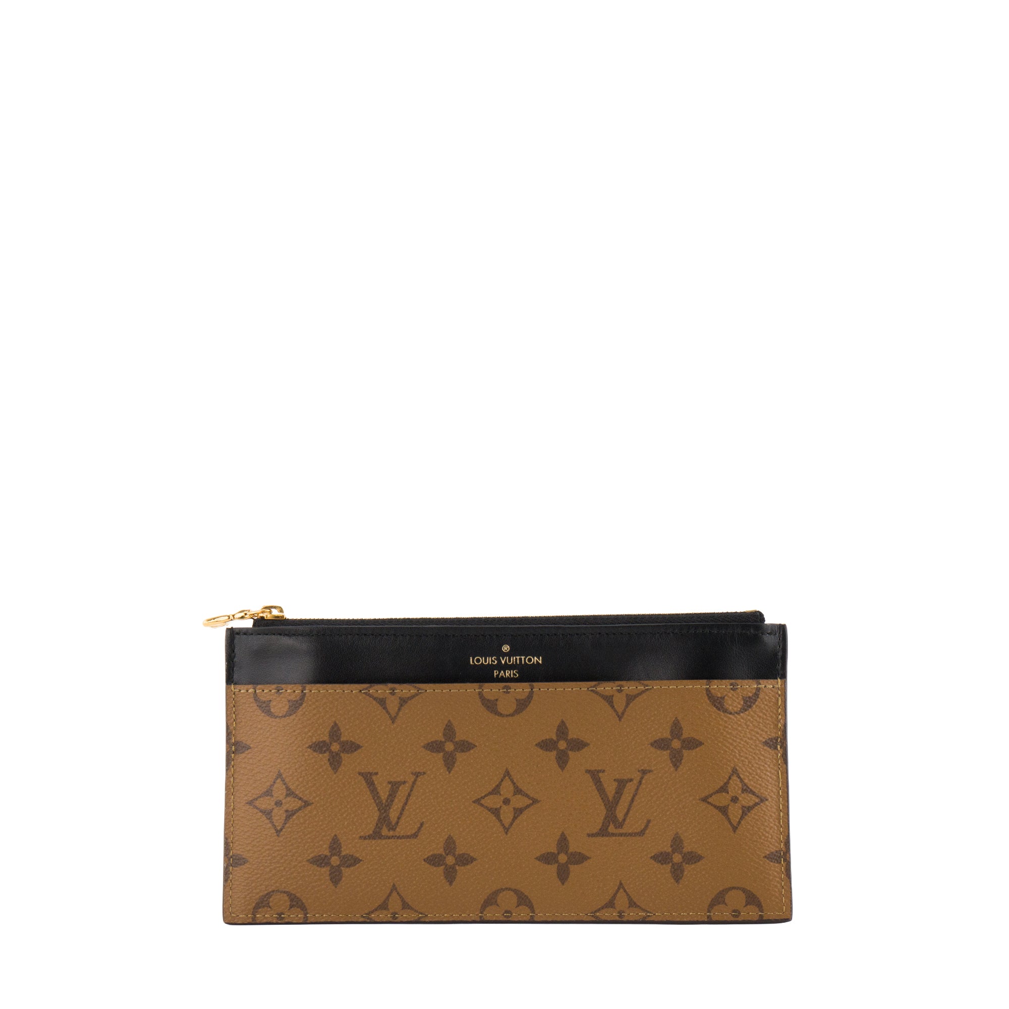 LOUIS VUITTON - Porte-monnaie Slim Louis Vuitton en toile enduite monogrammée reverse