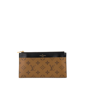 LOUIS VUITTON - Porte-monnaie Slim Louis Vuitton en toile enduite monogrammée reverse