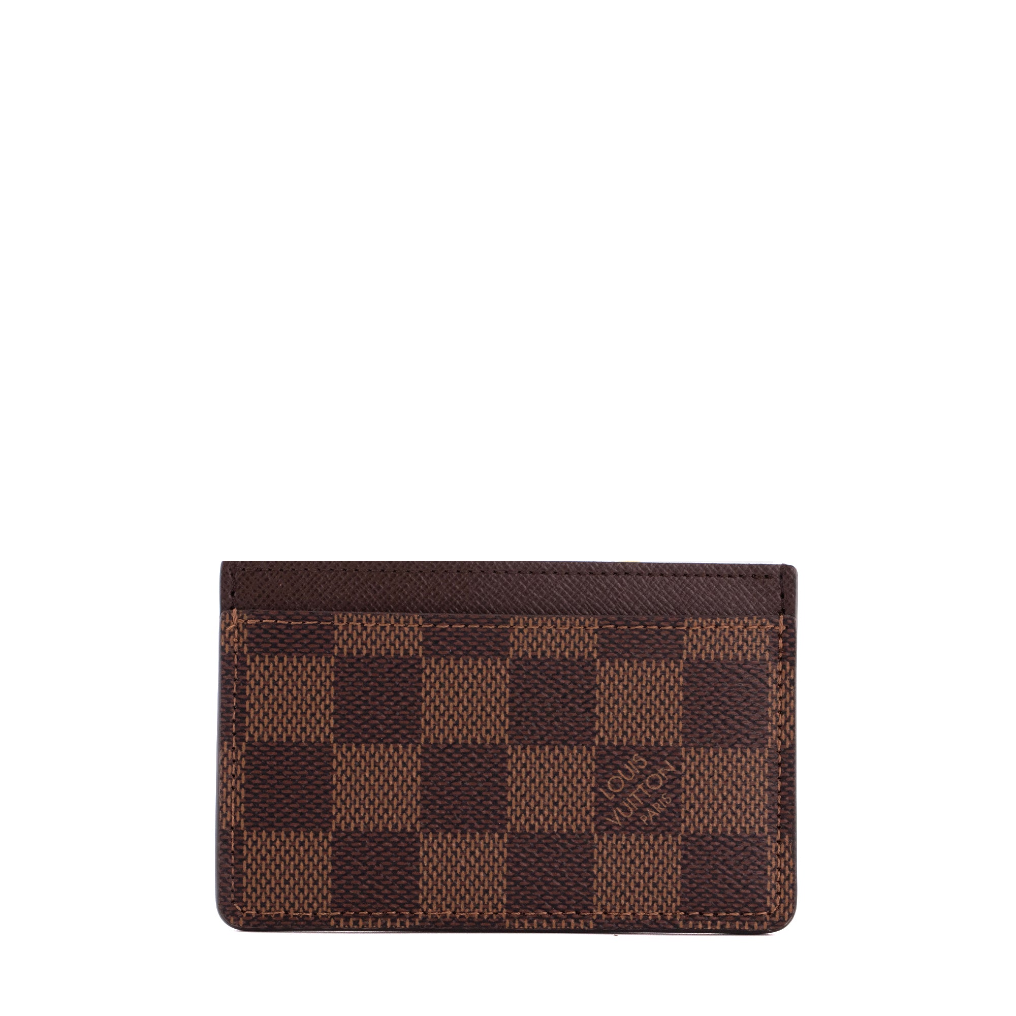 LOUIS VUITTON - Porte cartes Simple Louis Vuitton en toile enduite damier ébène