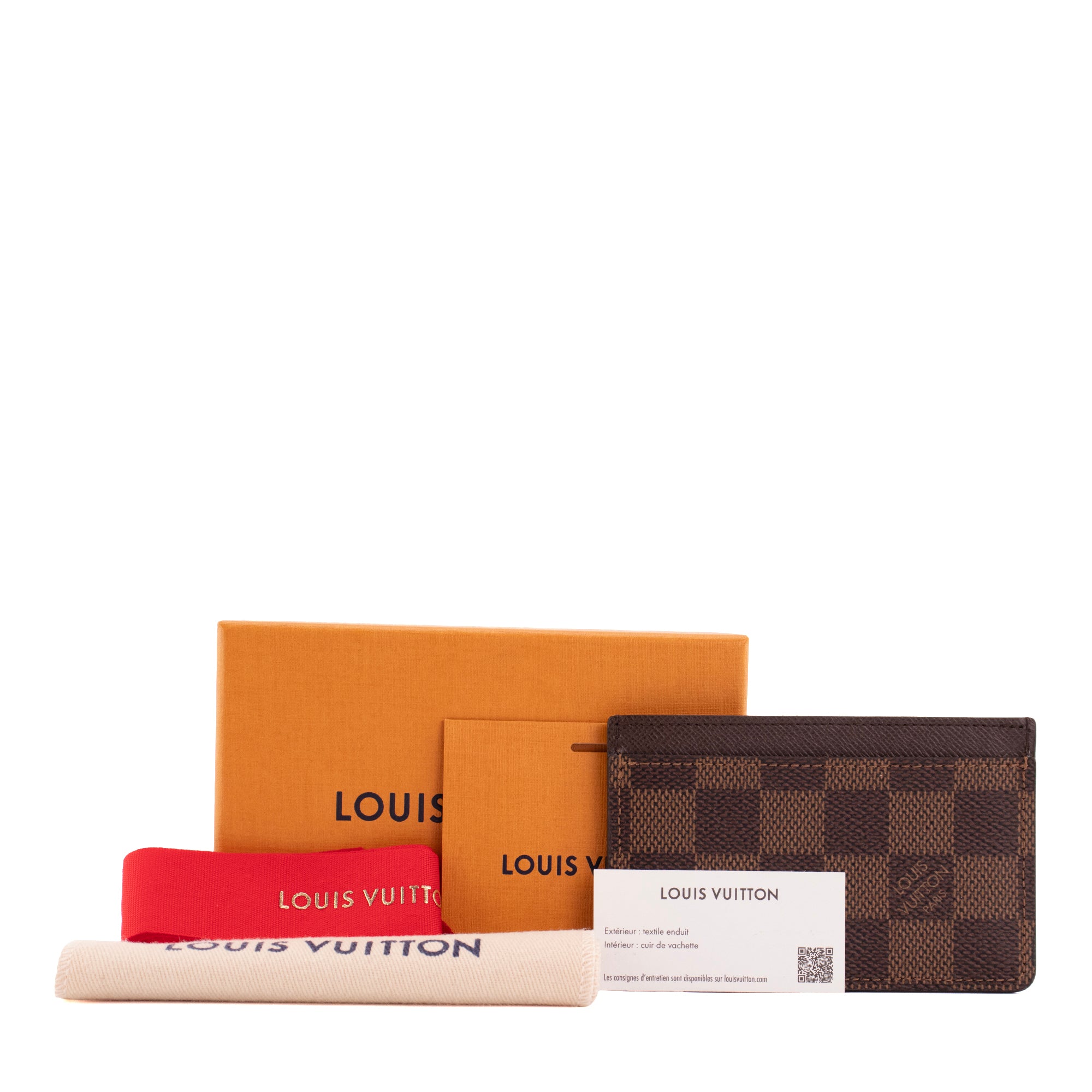 LOUIS VUITTON - Porte cartes Simple Louis Vuitton en toile enduite damier ébène