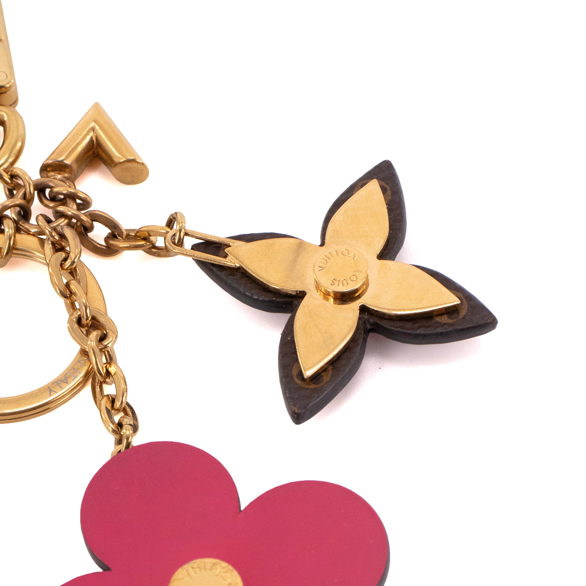 LOUIS VUITTON - Porte-clés Blooming Flowers Louis Vuitton en métal doré